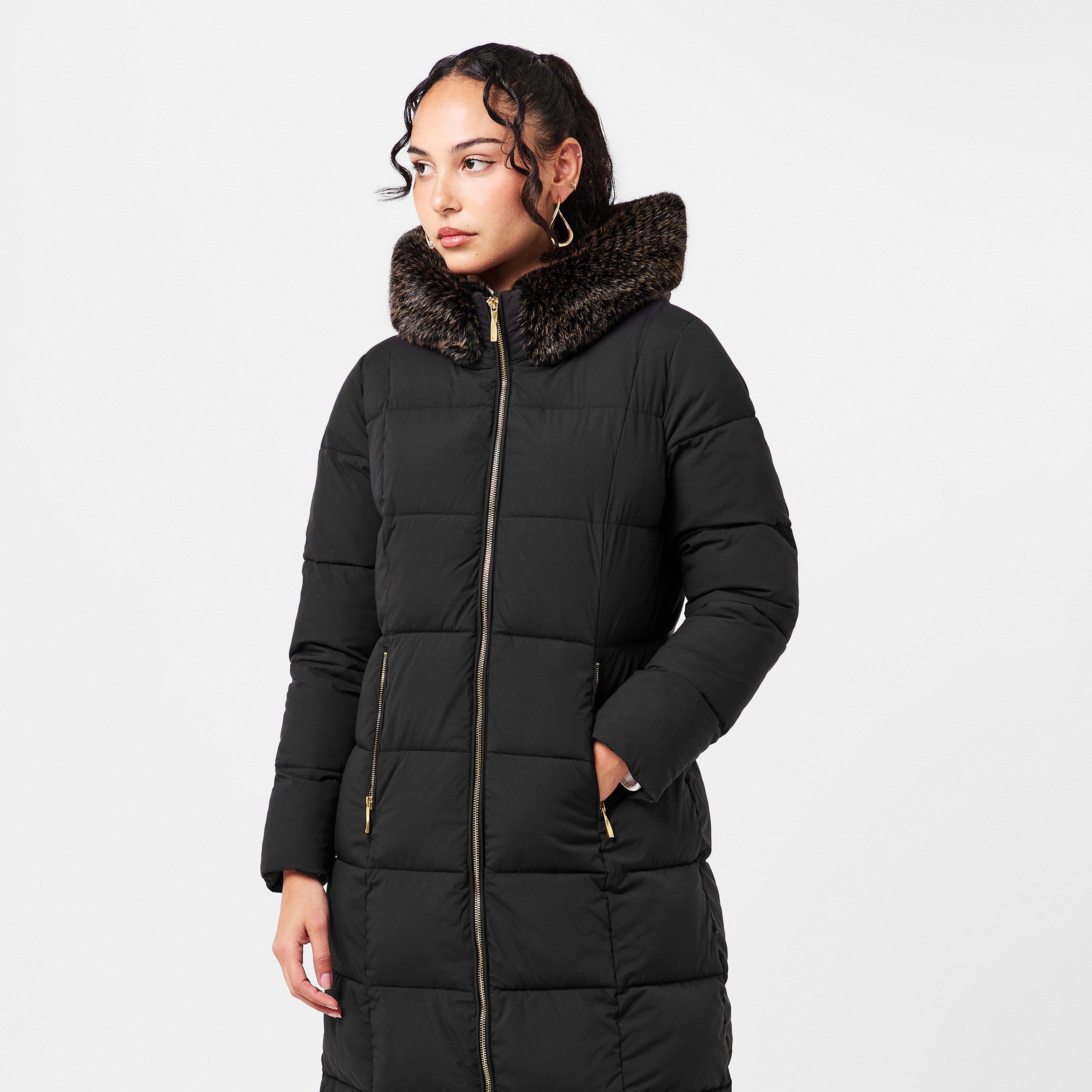 Black - Donna Karan - Women's Insulated Long Puffer Jacket - 3