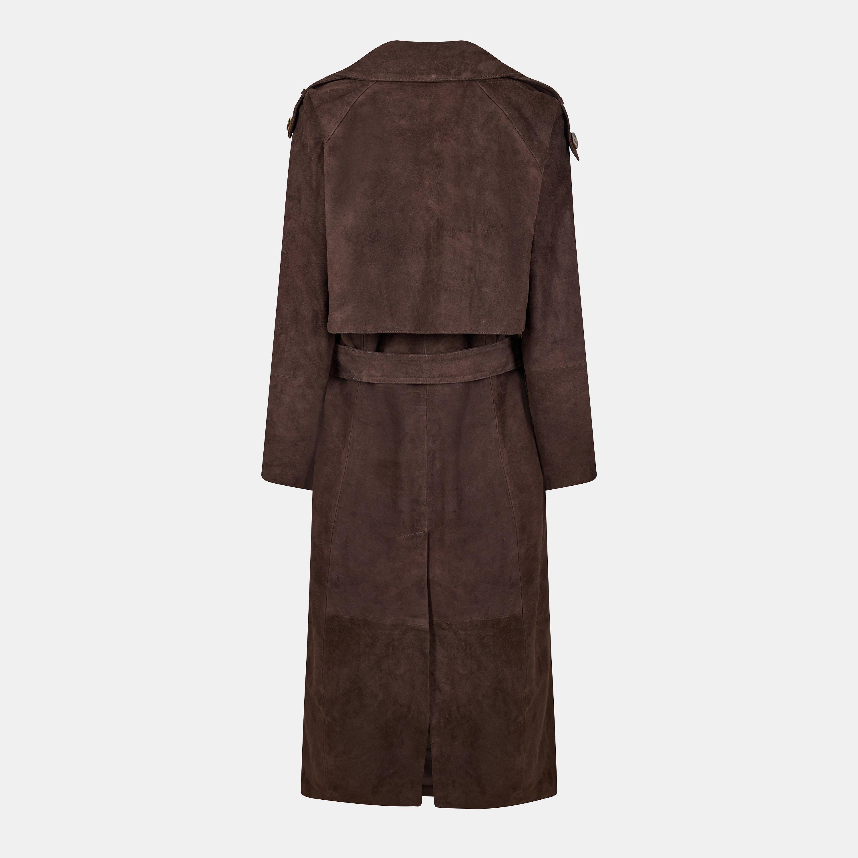 Chocolate Brown - Donna Karan - DKaran Suede Trench Ld54 - 2