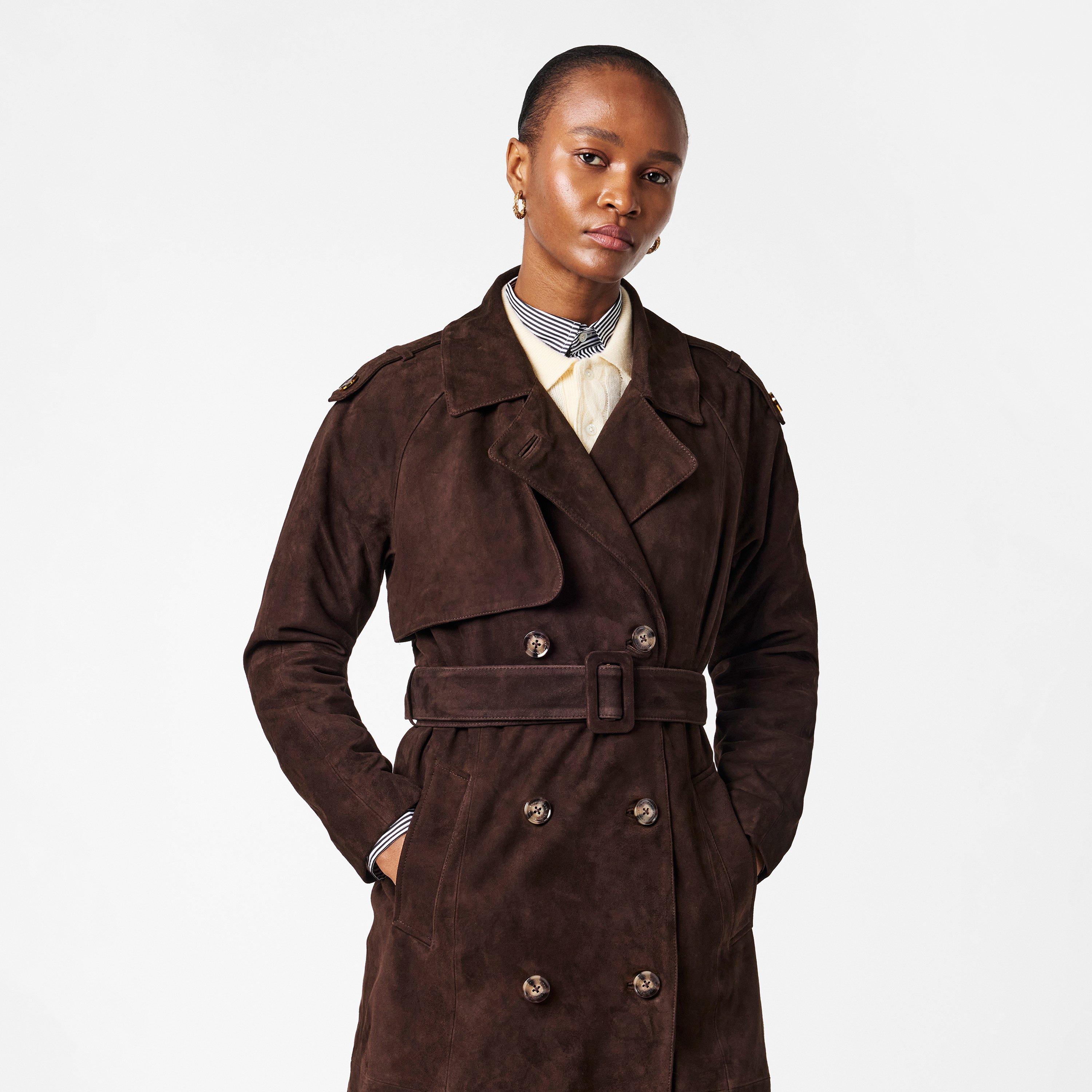Chocolate Brown - Donna Karan - DKaran Suede Trench Ld54 - 3