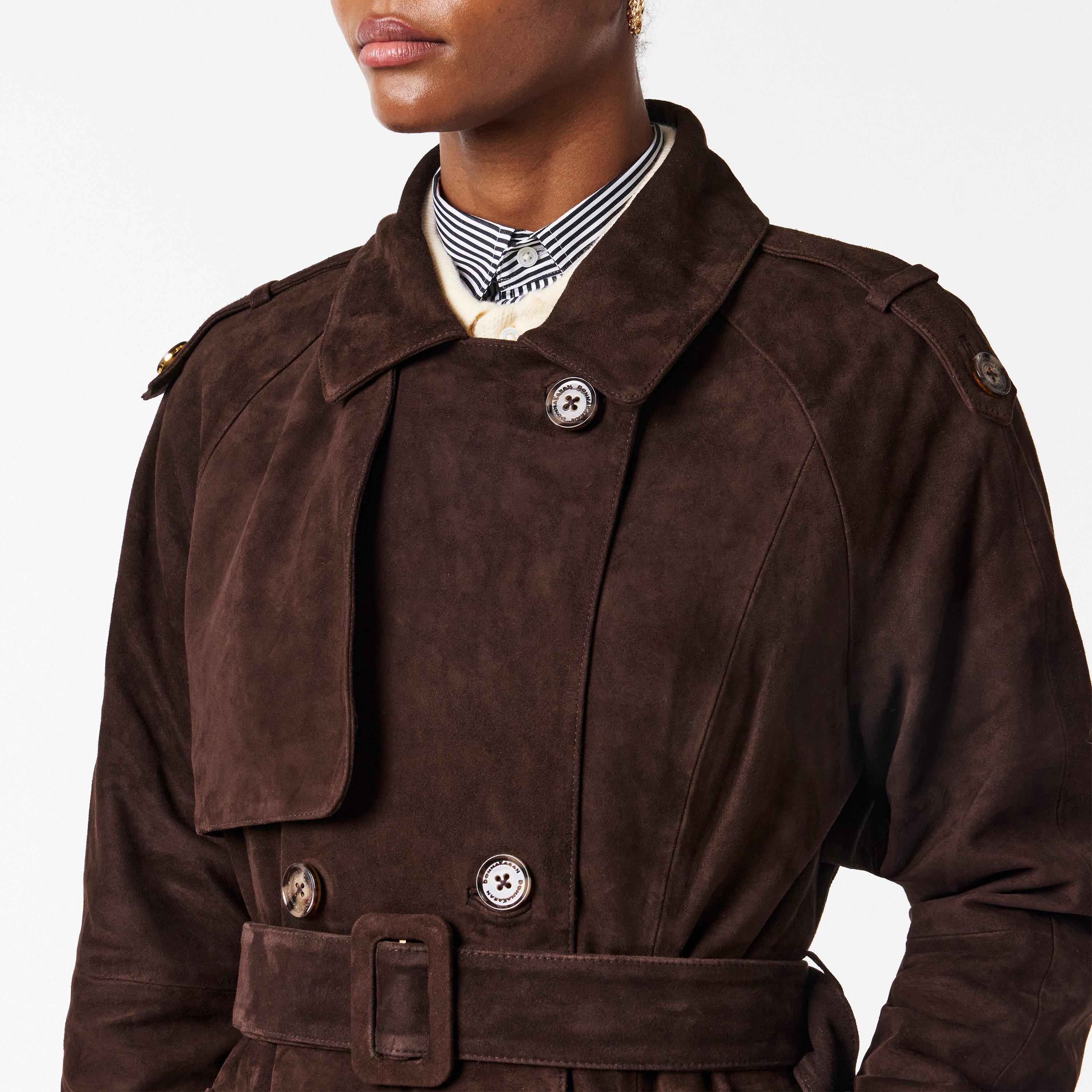 Chocolate Brown - Donna Karan - DKaran Suede Trench Ld54 - 5