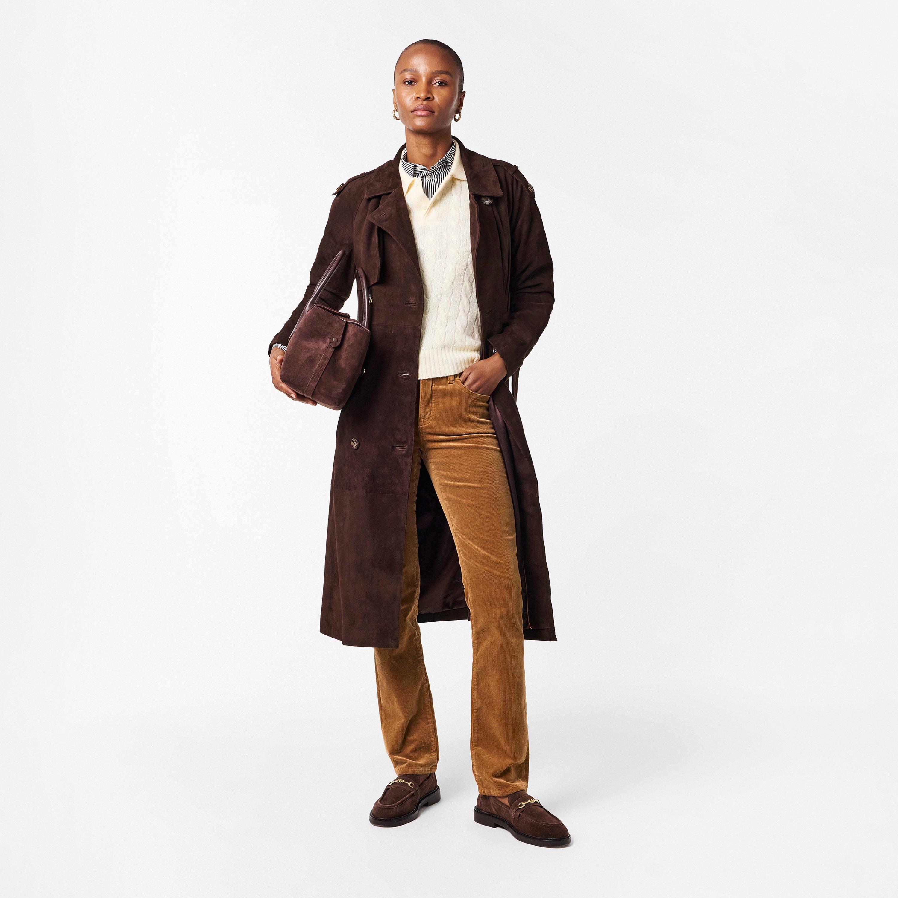 Chocolate Brown - Donna Karan - DKaran Suede Trench Ld54 - 6