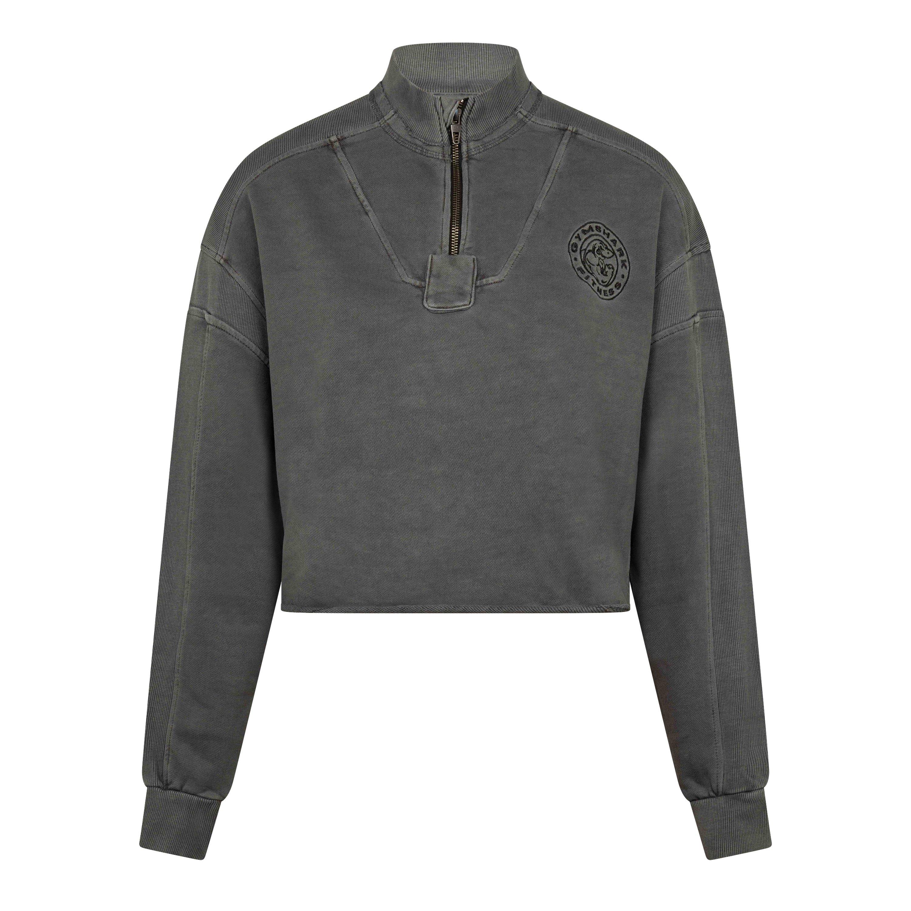 Gs Blk/Pigment - Gymshark - Women's Premium Legacy Cotton Quarter-Zip Oversized-Fit Sweatshirt - 1