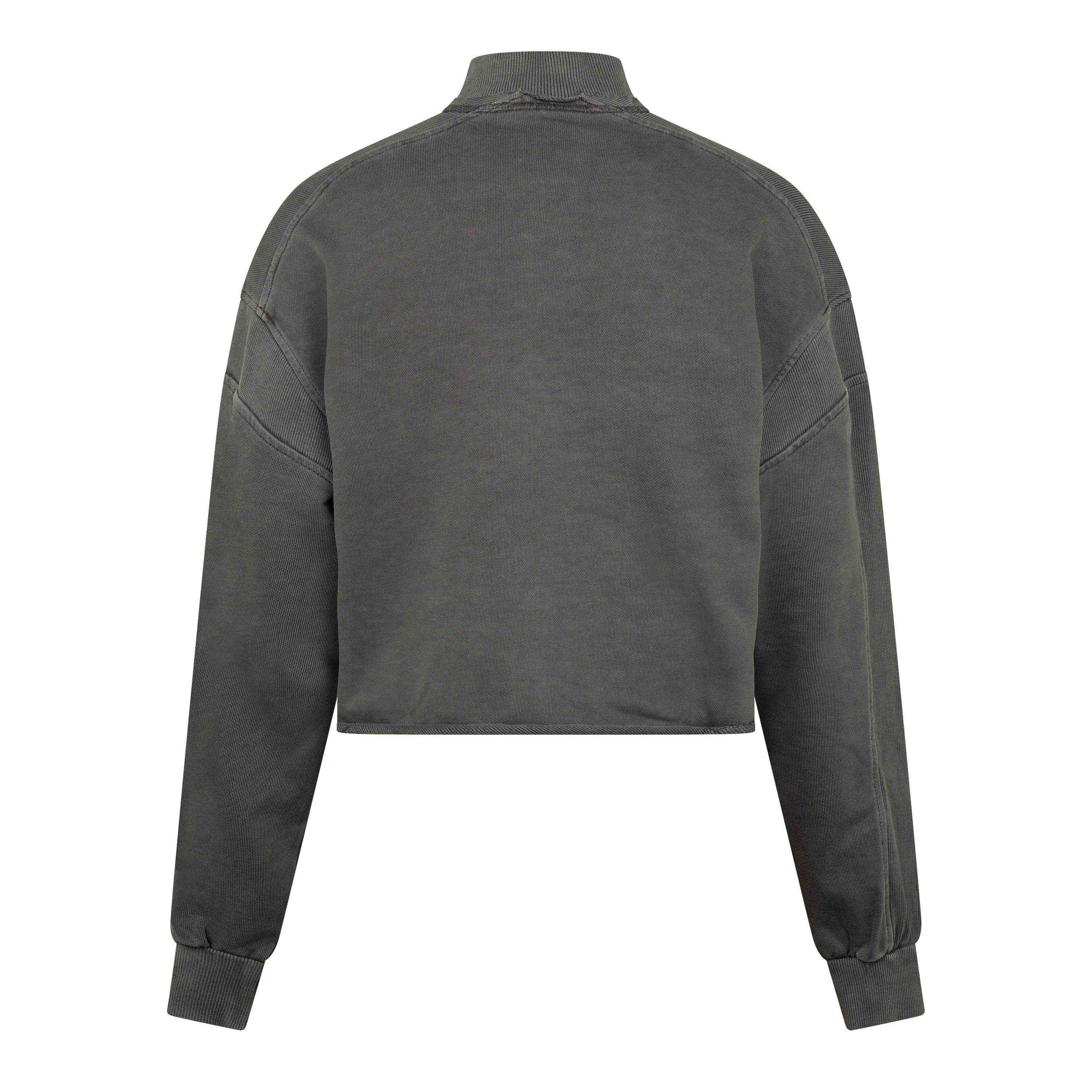 Gs Blk/Pigment - Gymshark - Women's Premium Legacy Cotton Quarter-Zip Oversized-Fit Sweatshirt - 2