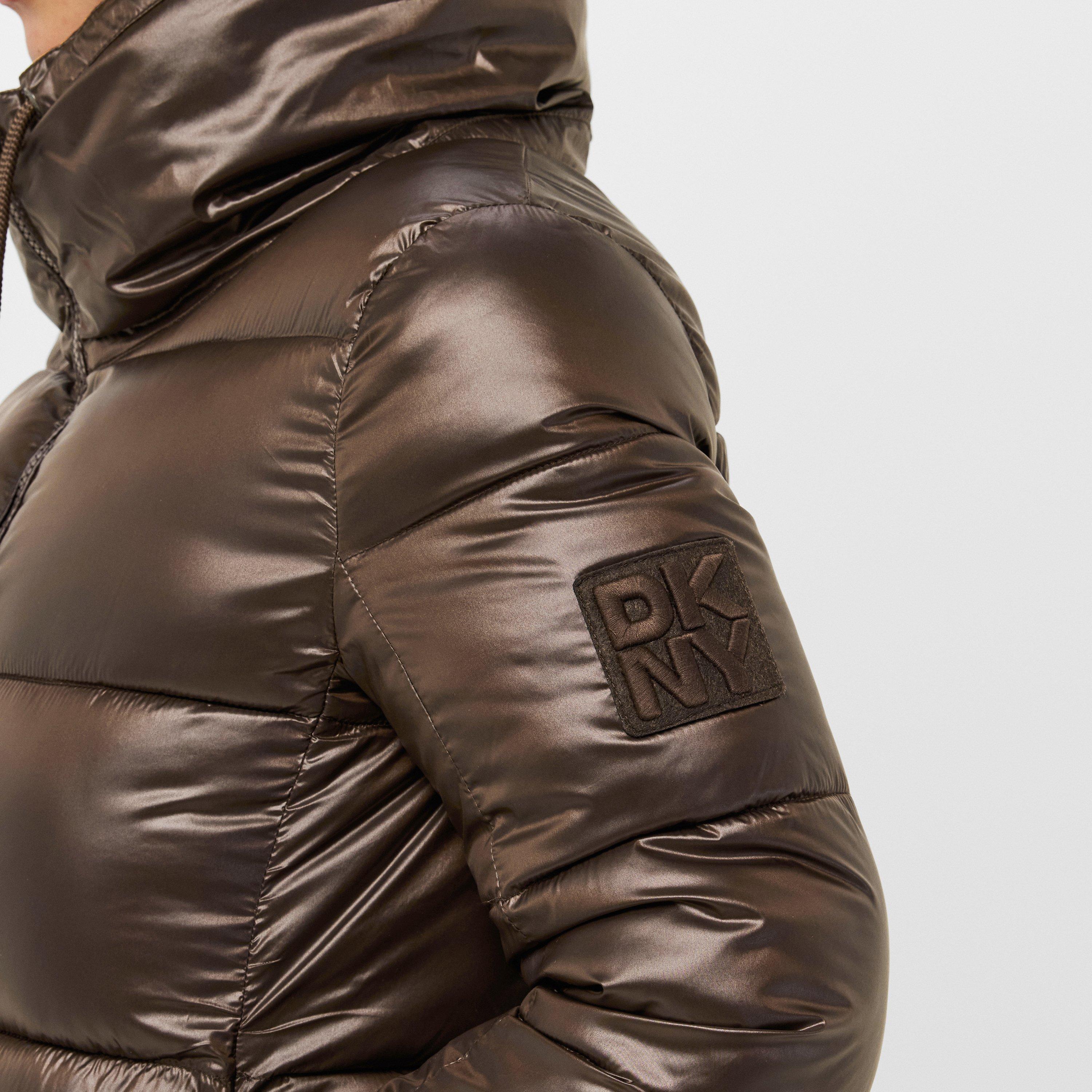 Chocolate - DKNY - Women's Shorts Quilted Puffer Jacket - 5