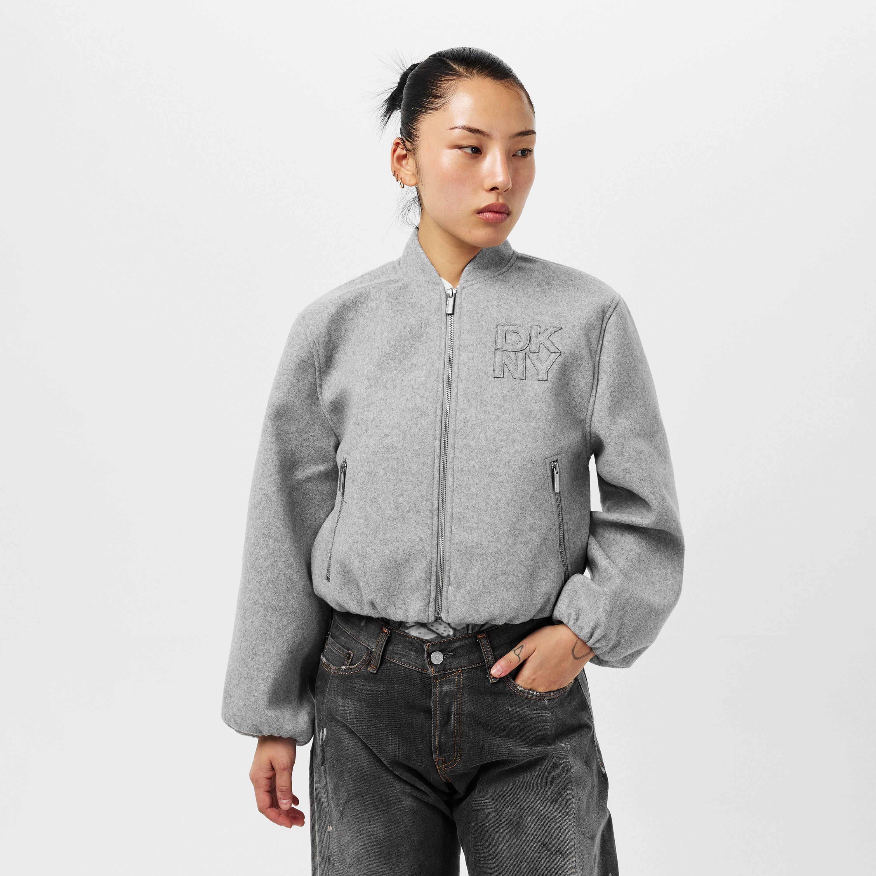 Grey - DKNY - Women's  Logo Bomber Jacket - 3