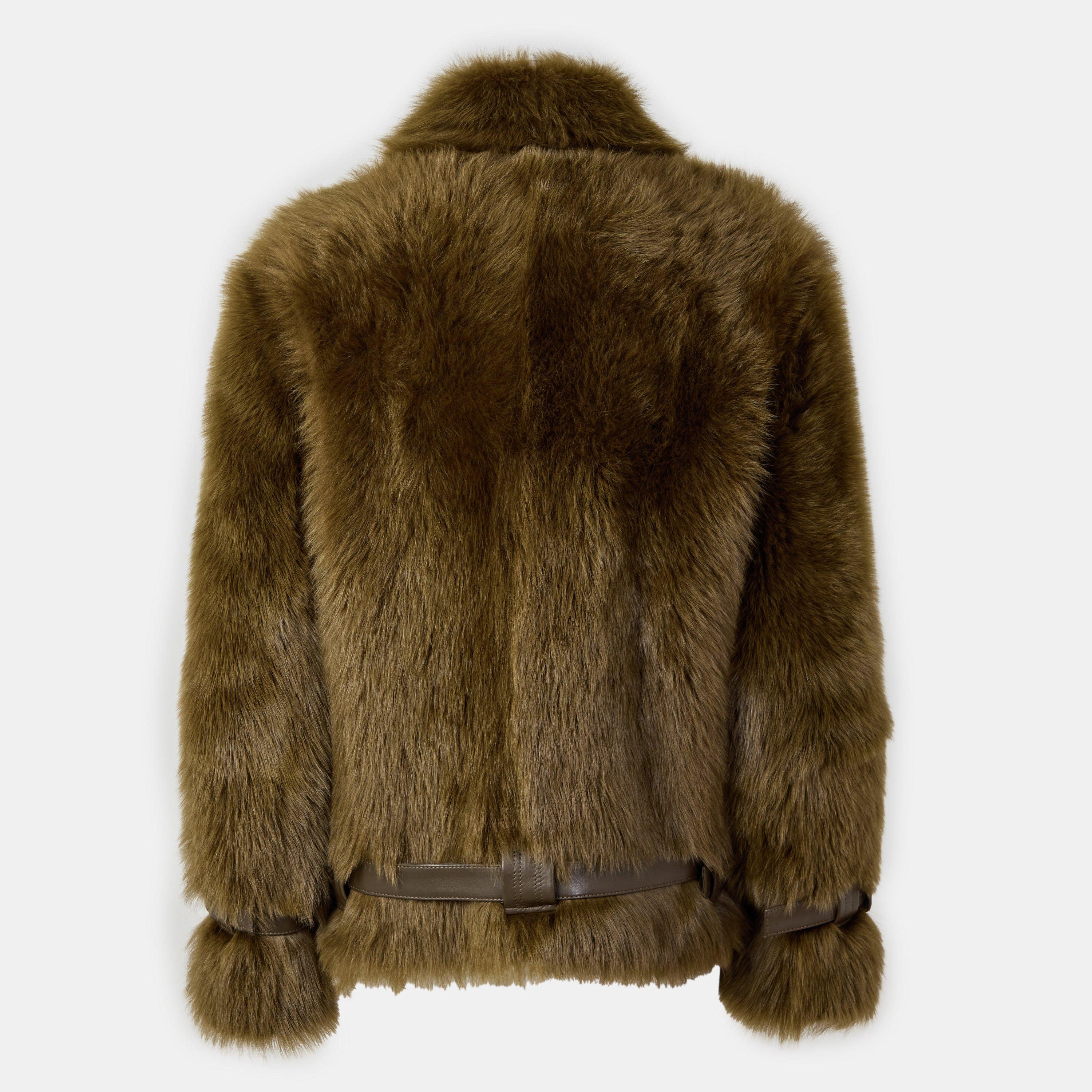 Green - Tom Ford - Women's Shearling Jacket, Stylish Fabric - 2