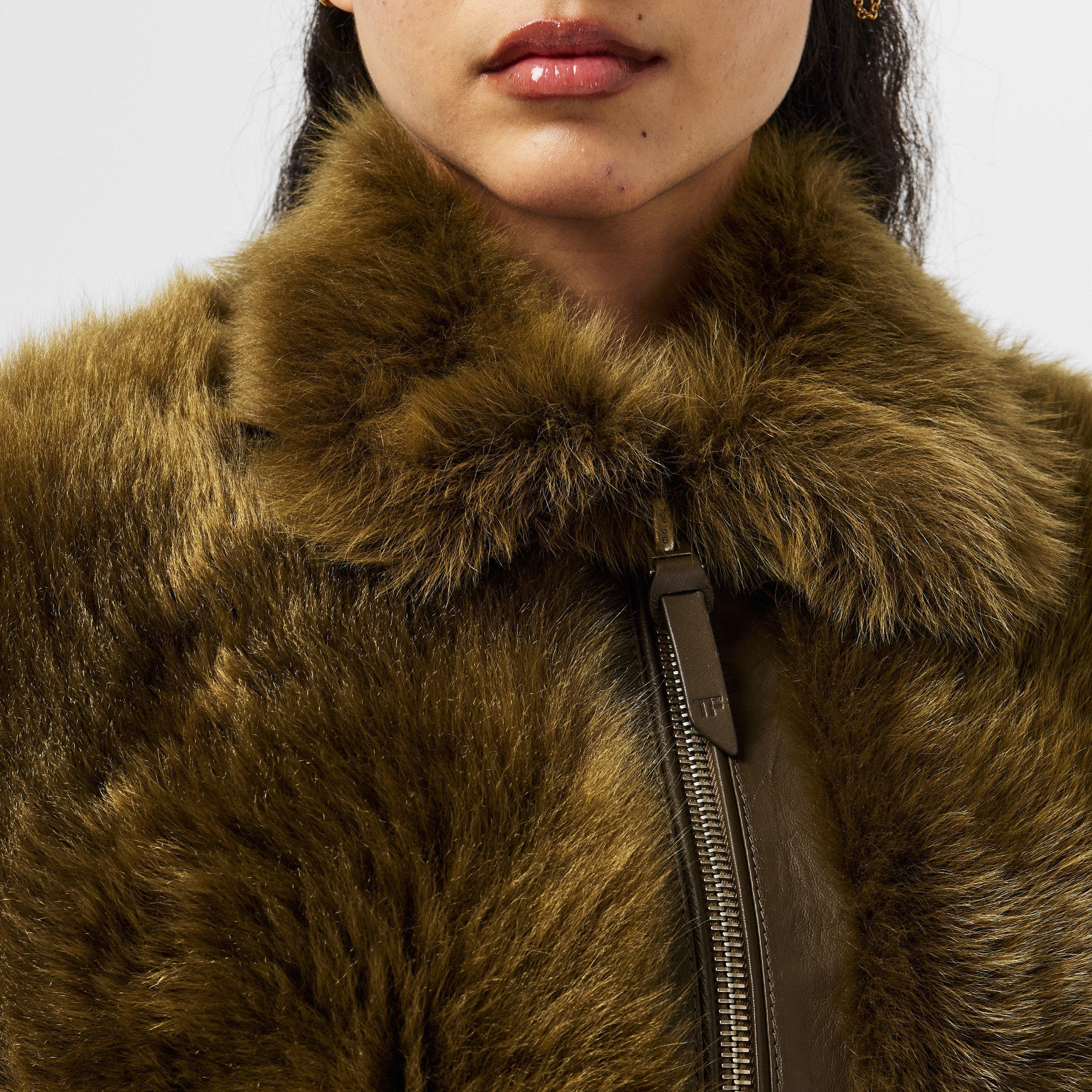 Green - Tom Ford - Women's Shearling Jacket, Stylish Fabric - 5