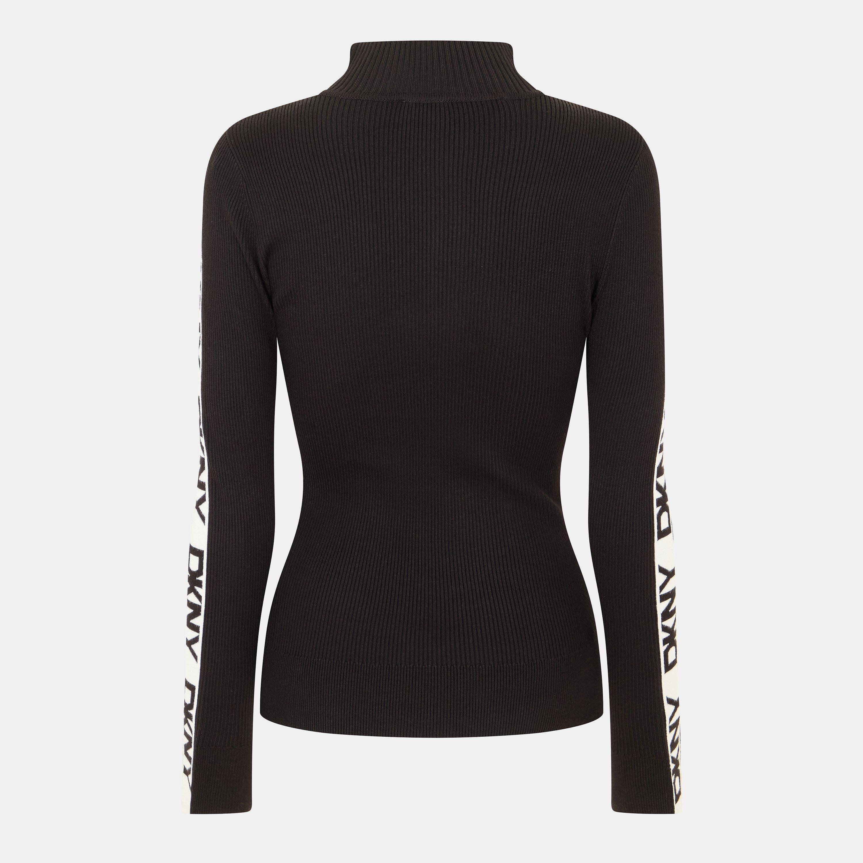 Black - DKNY - Women's Tape Knitted Top - 2