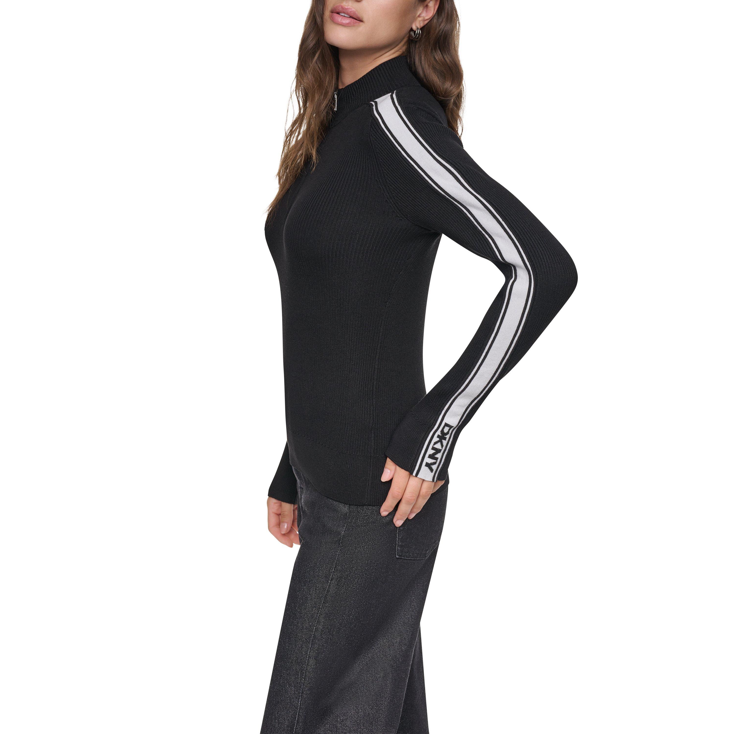 Black/Ivory - DKNY - Women's Tape Knitted Top - 2
