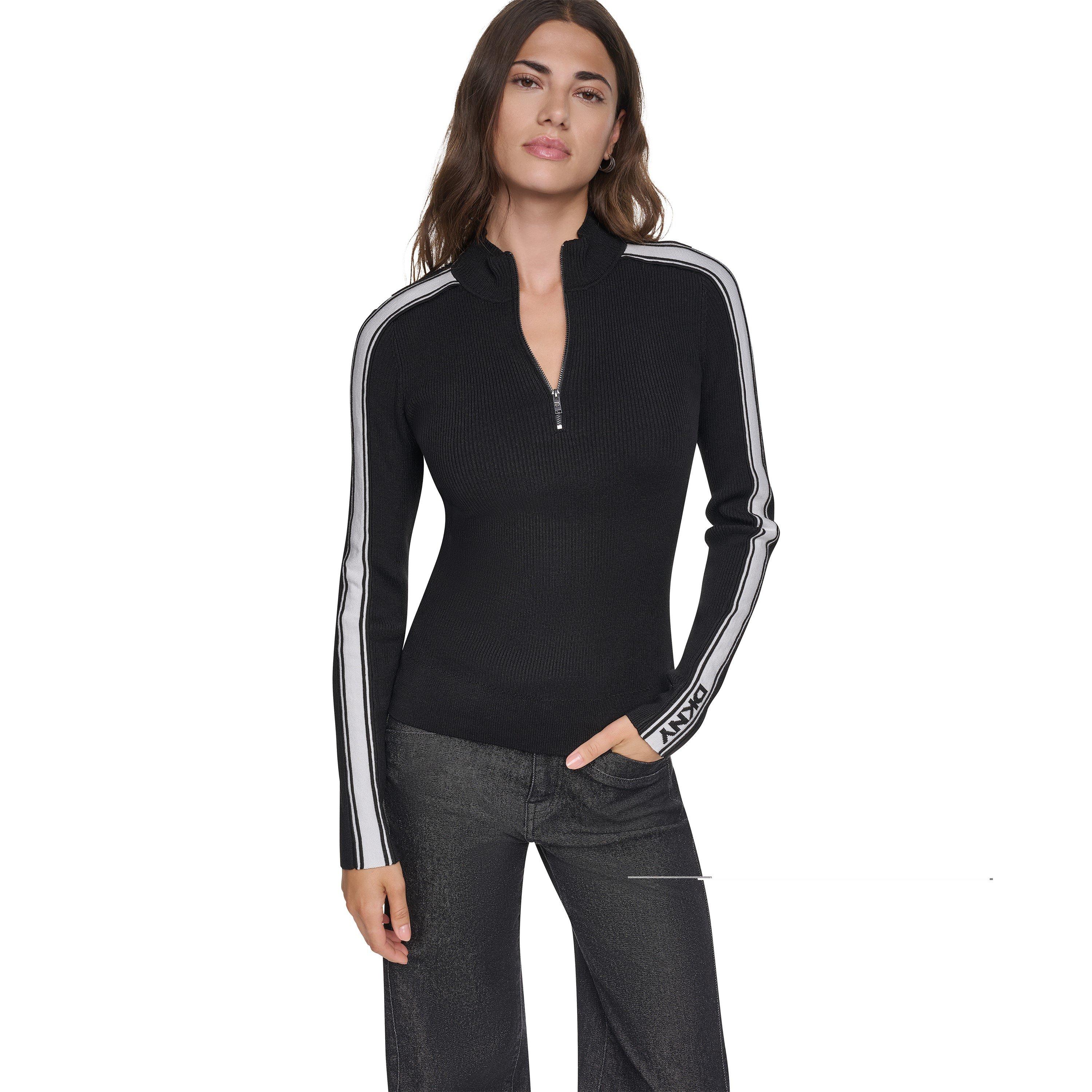 Black/Ivory - DKNY - Women's Tape Knitted Top - 3