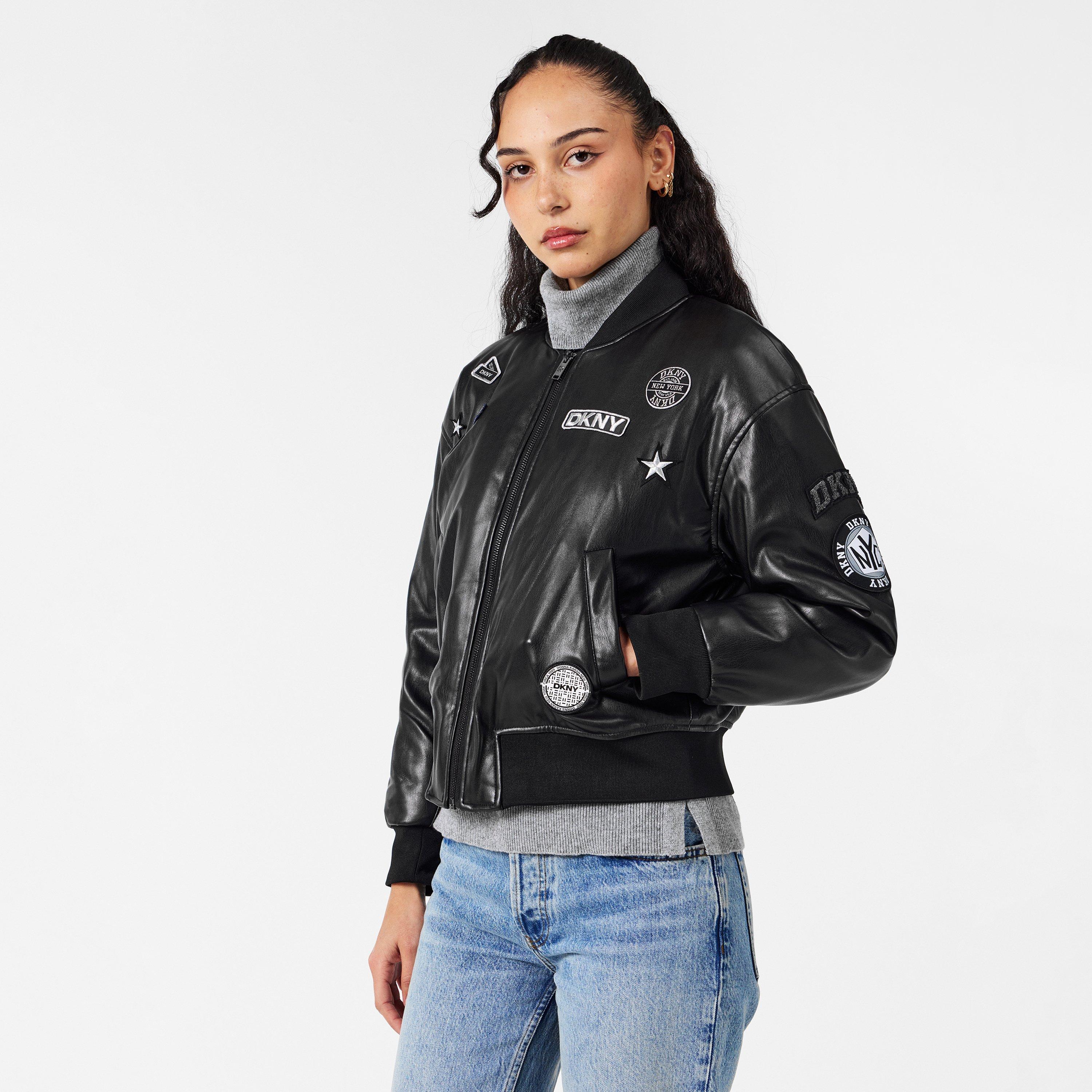 Black - DKNY - Women's Pin Bomber Jacket - 3