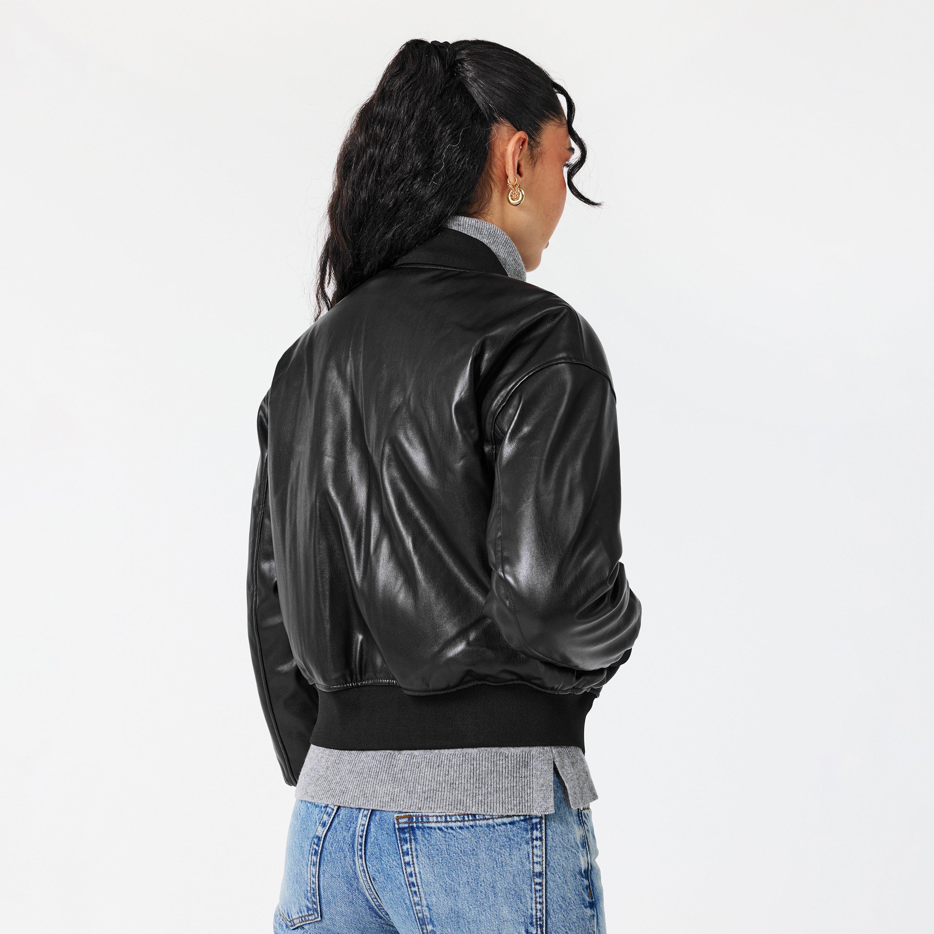 Black - DKNY - Women's Pin Bomber Jacket - 4