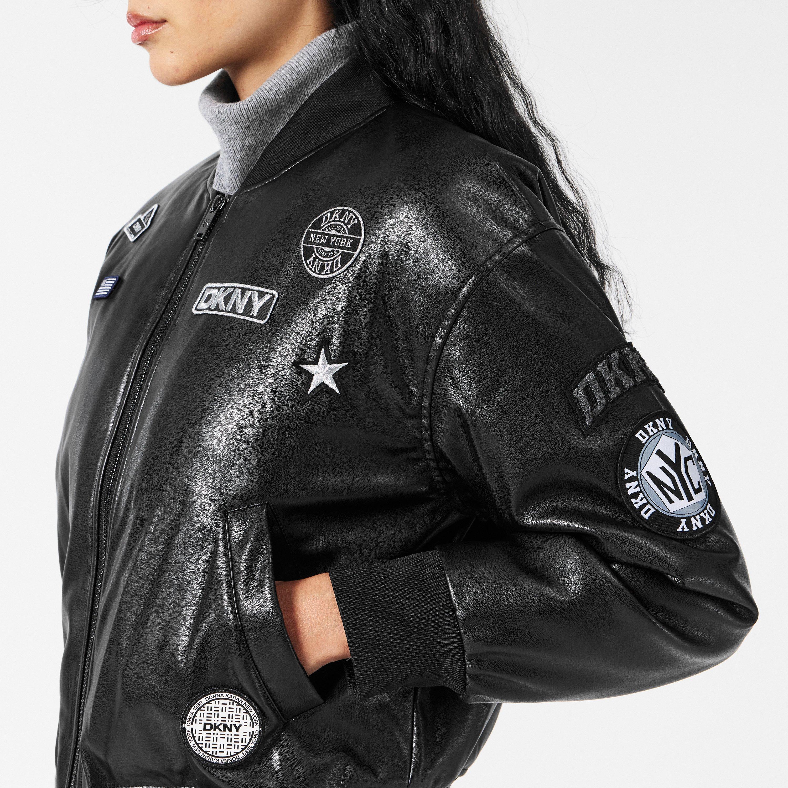 Black - DKNY - Women's Pin Bomber Jacket - 5