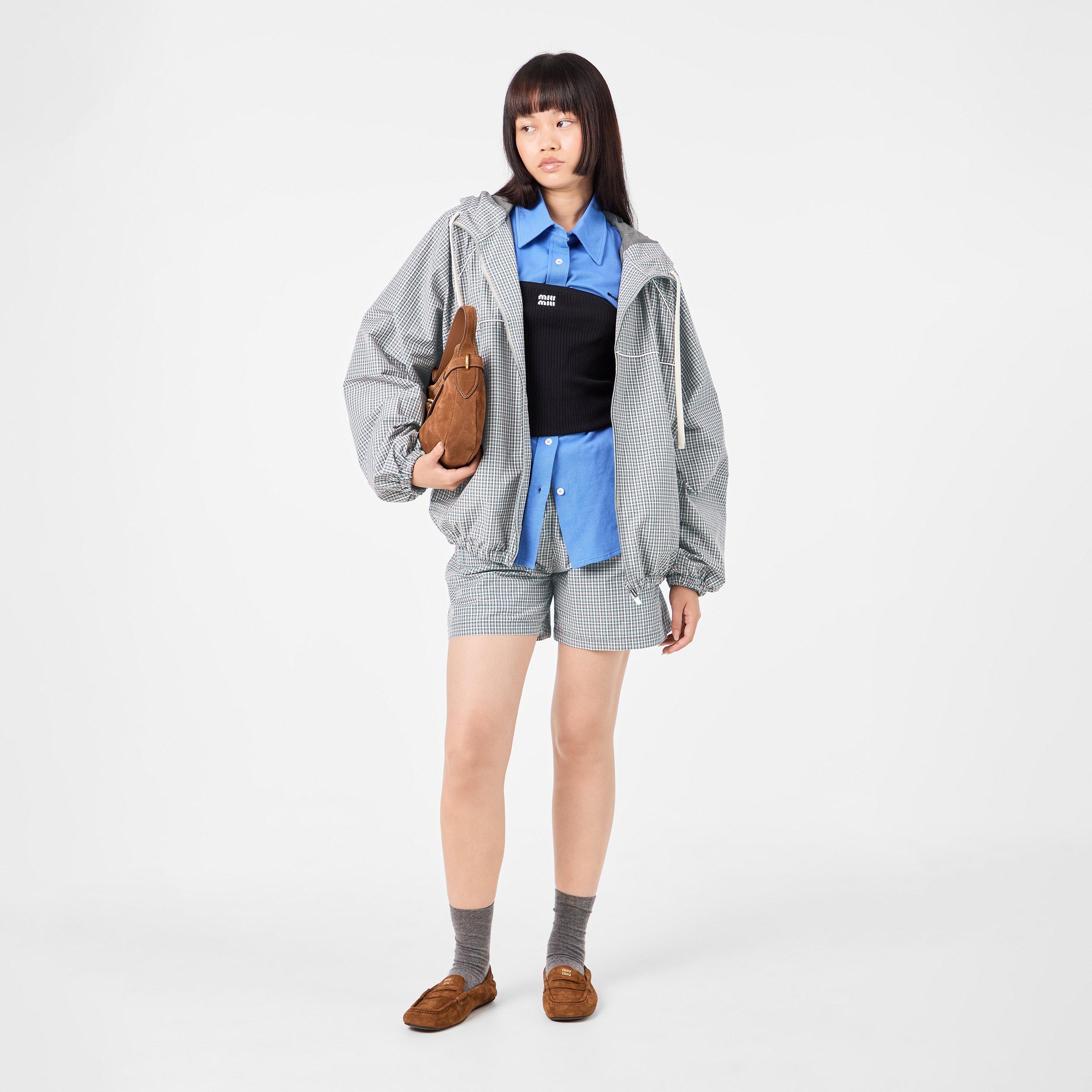 Miu Miu Womens Technical Check Jacket | Flannels