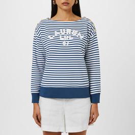 Lauren by Ralph Lauren Logo Striped French Terry Top
