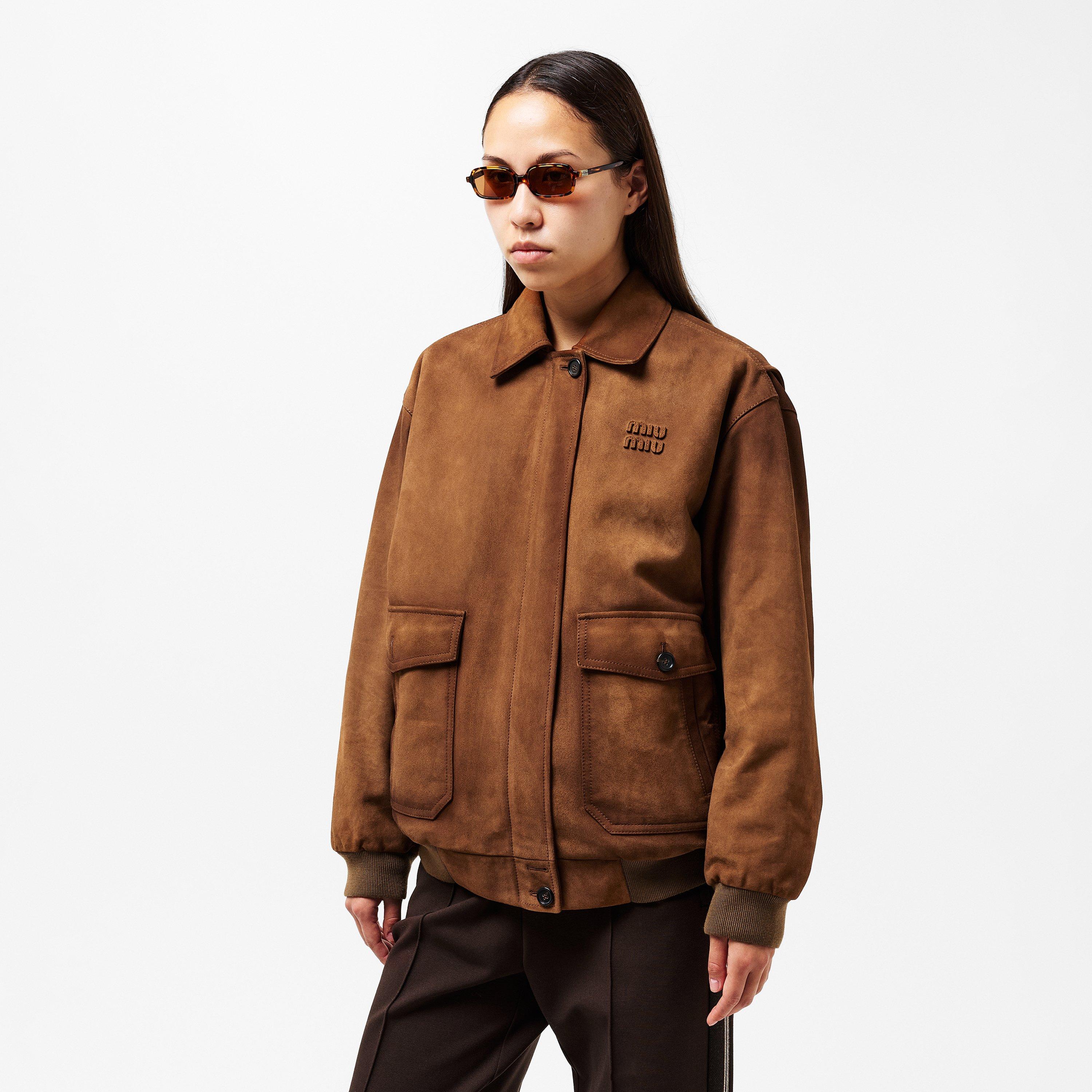 Cannella - Miu Miu - Women's Suede Hardware Detail Leather Jacket - 3