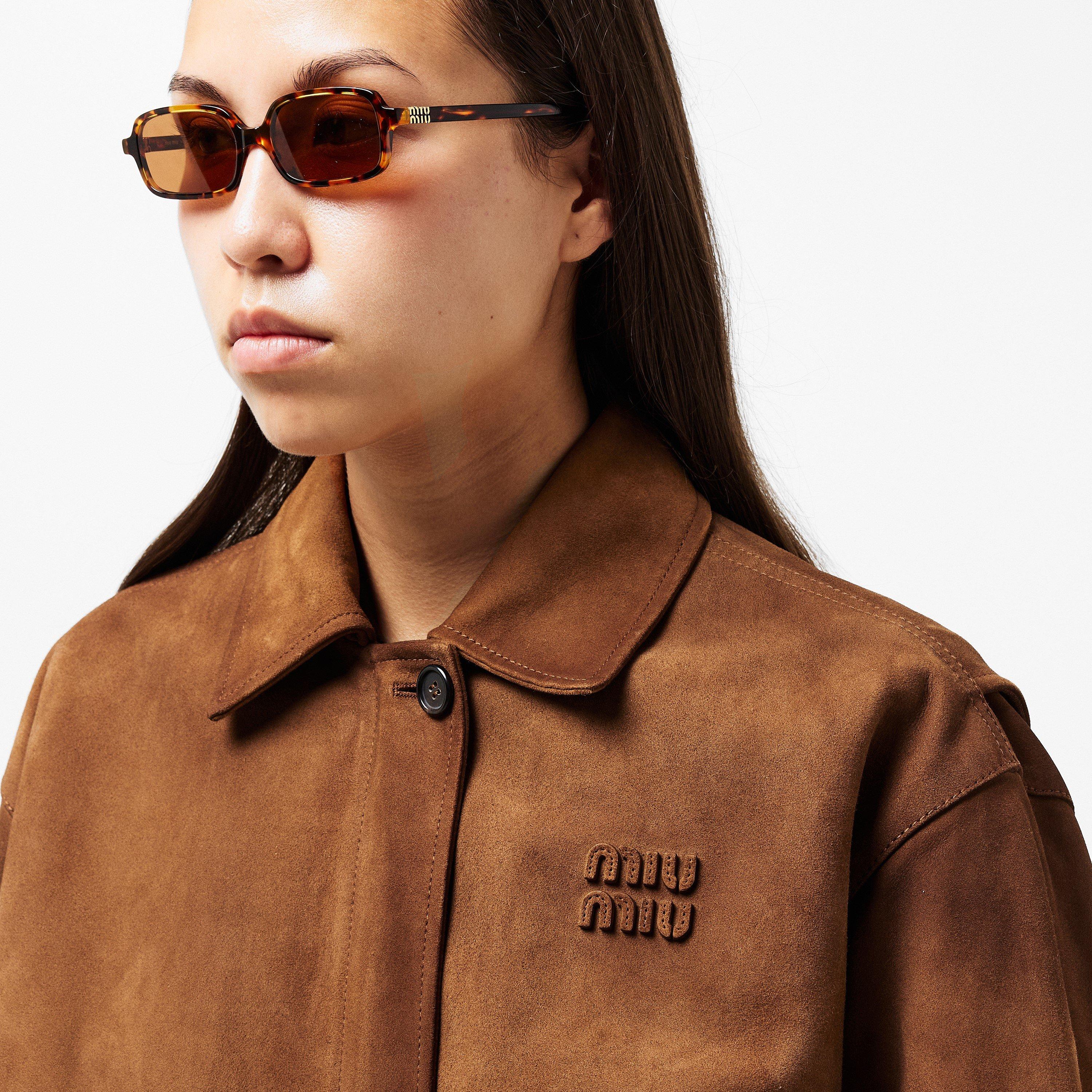 Cannella - Miu Miu - Women's Suede Hardware Detail Leather Jacket - 5