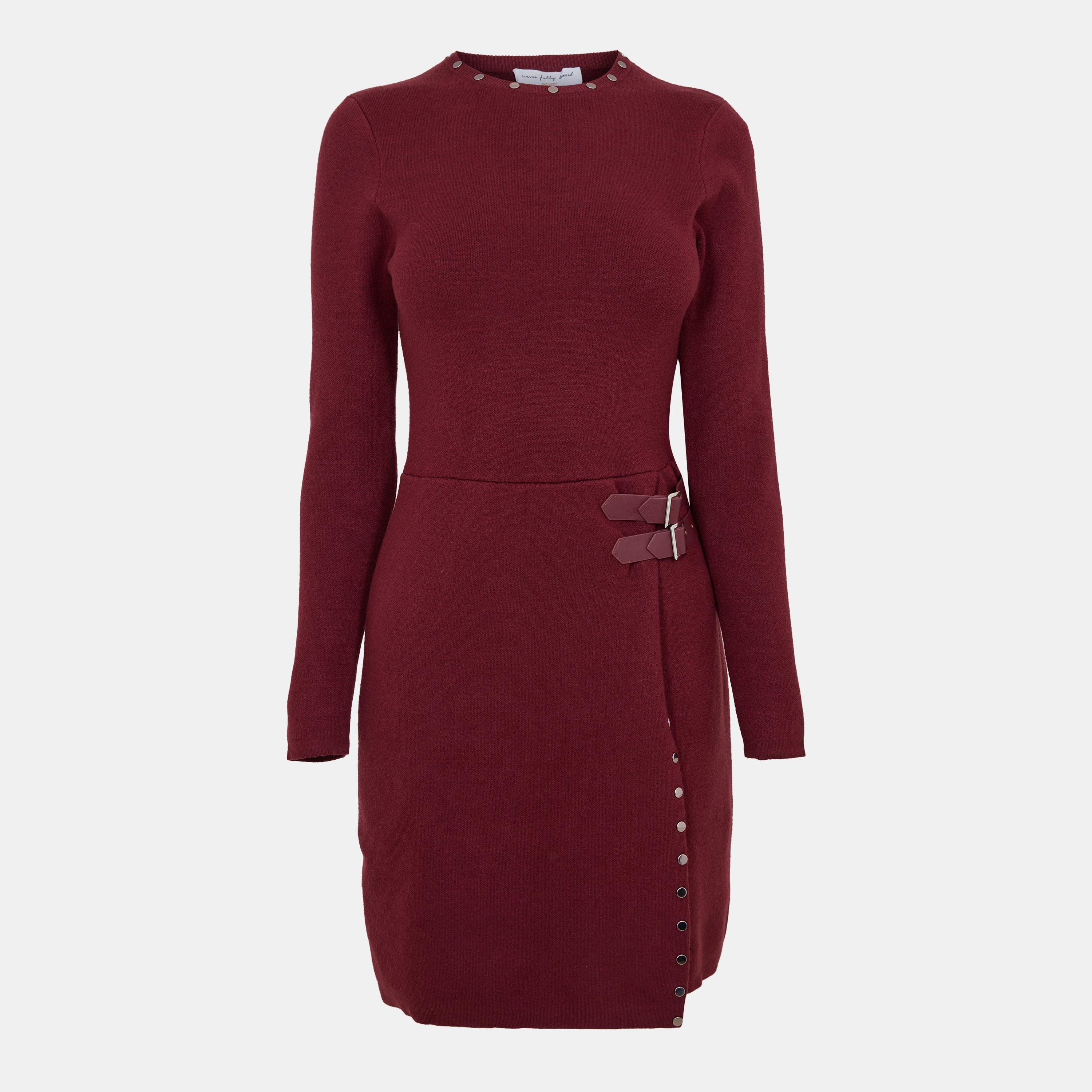 Burgundy - Never Fully Dressed - Women's Sammie Knitted Jumper Dress - 1