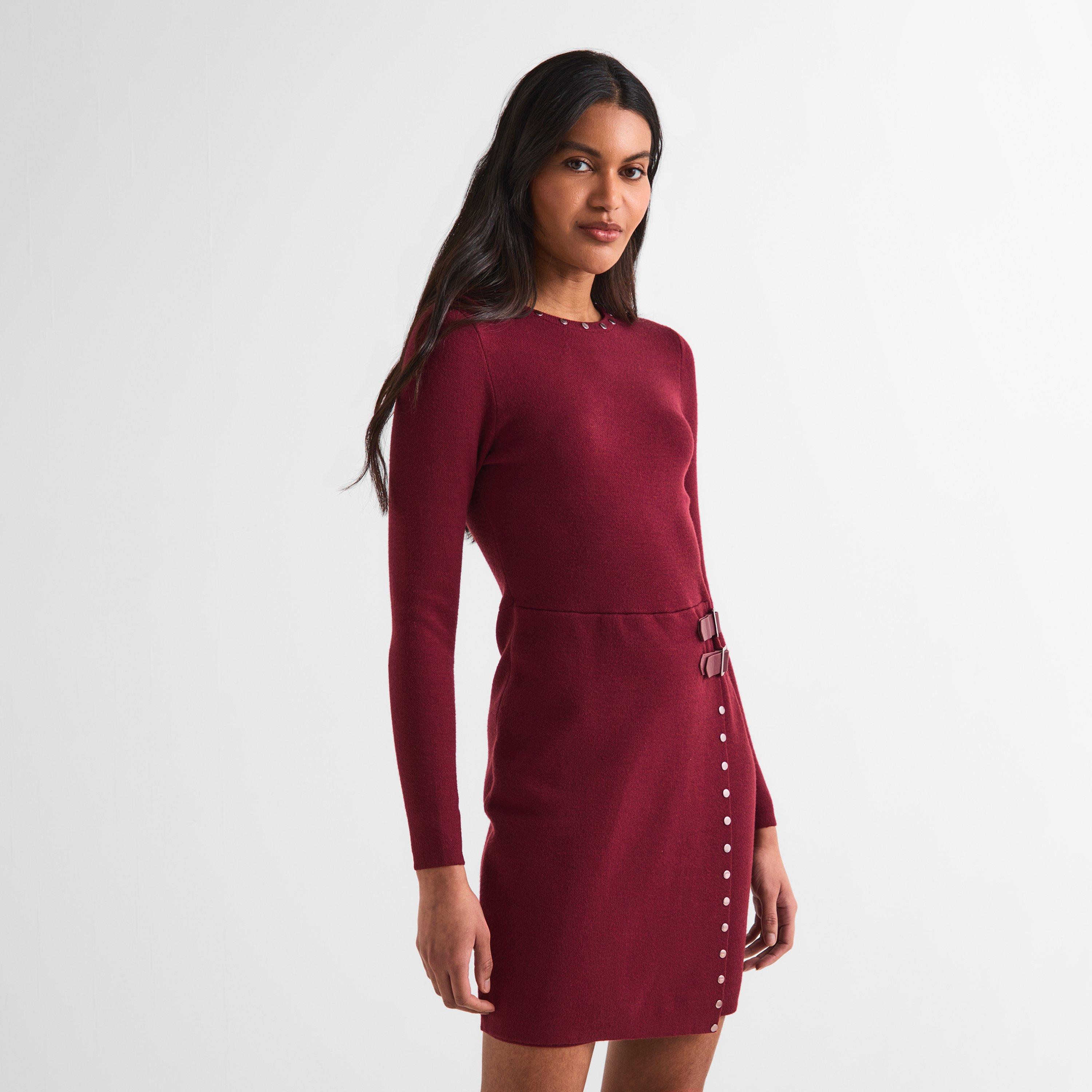 Burgundy - Never Fully Dressed - Women's Sammie Knitted Jumper Dress - 3