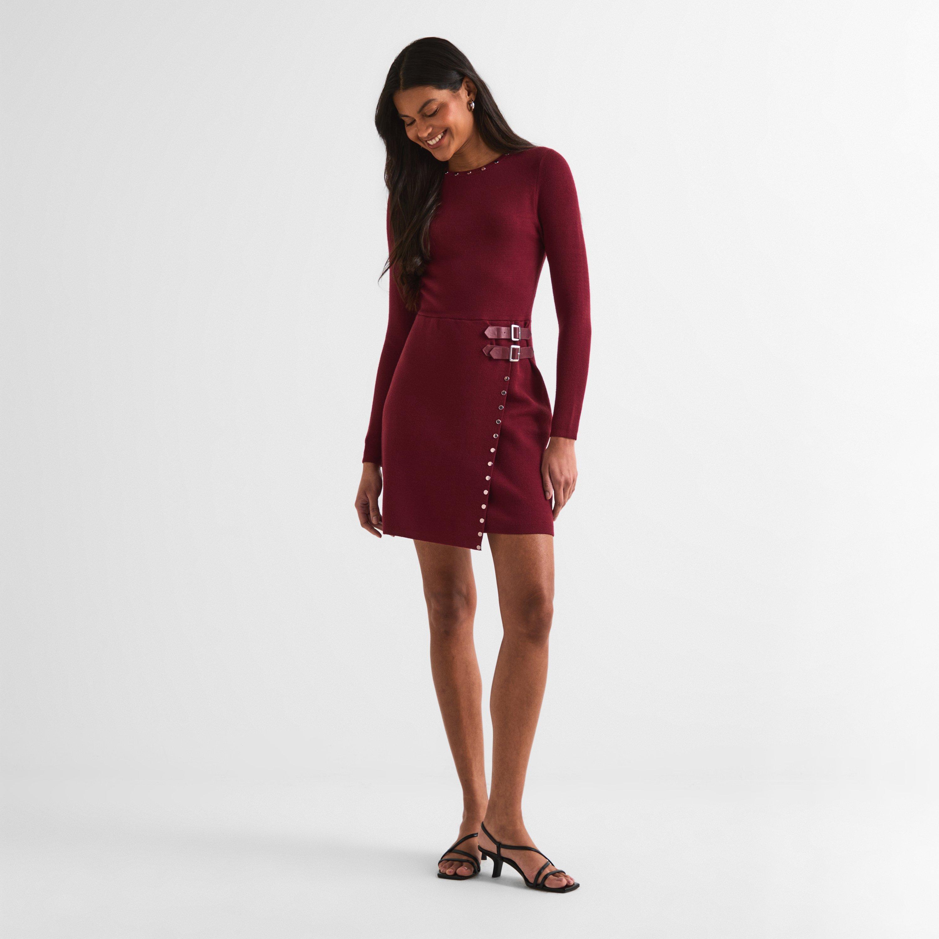 Burgundy - Never Fully Dressed - Women's Sammie Knitted Jumper Dress - 5