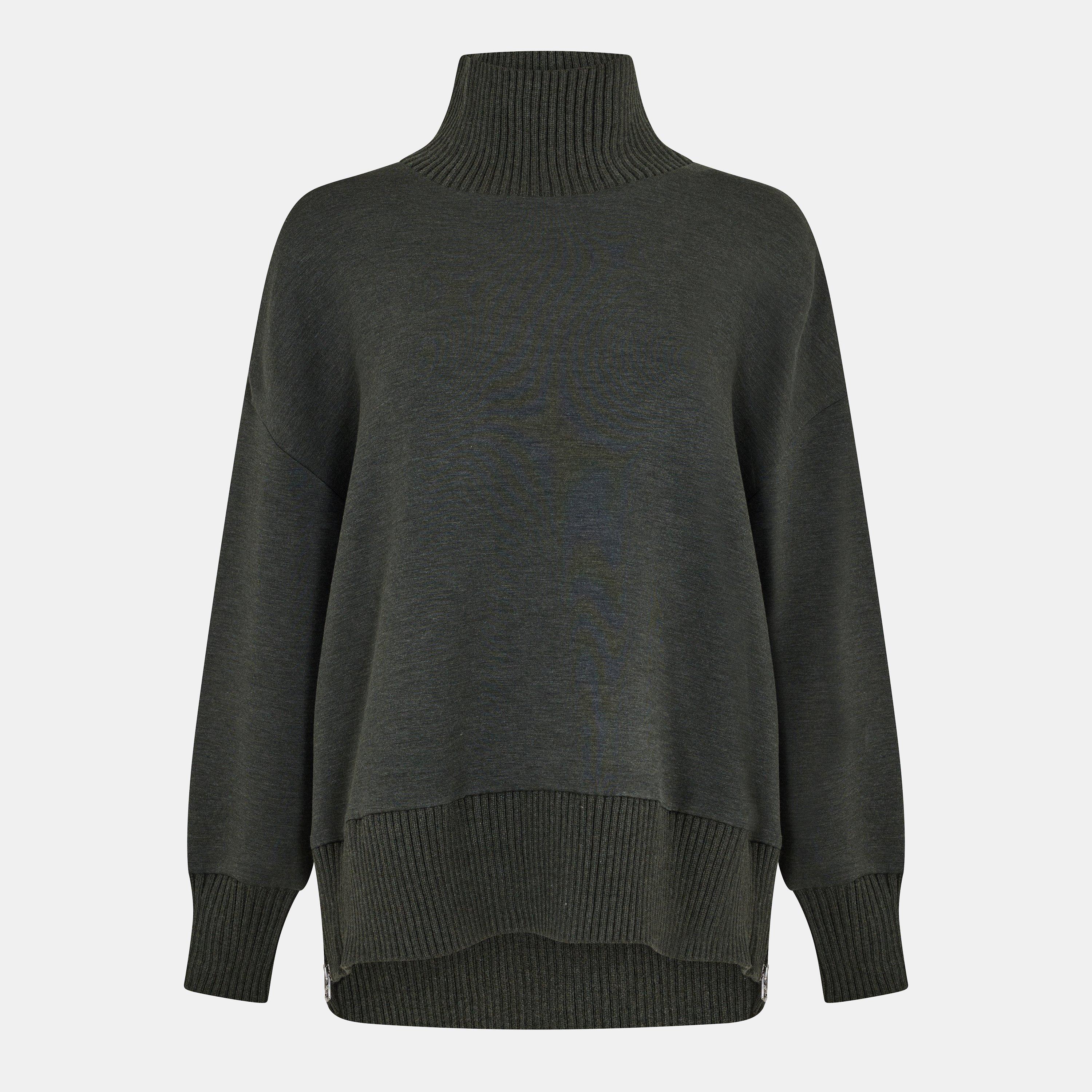 olive marl - Varley - Womens Barker High-Neck Sweat - 1
