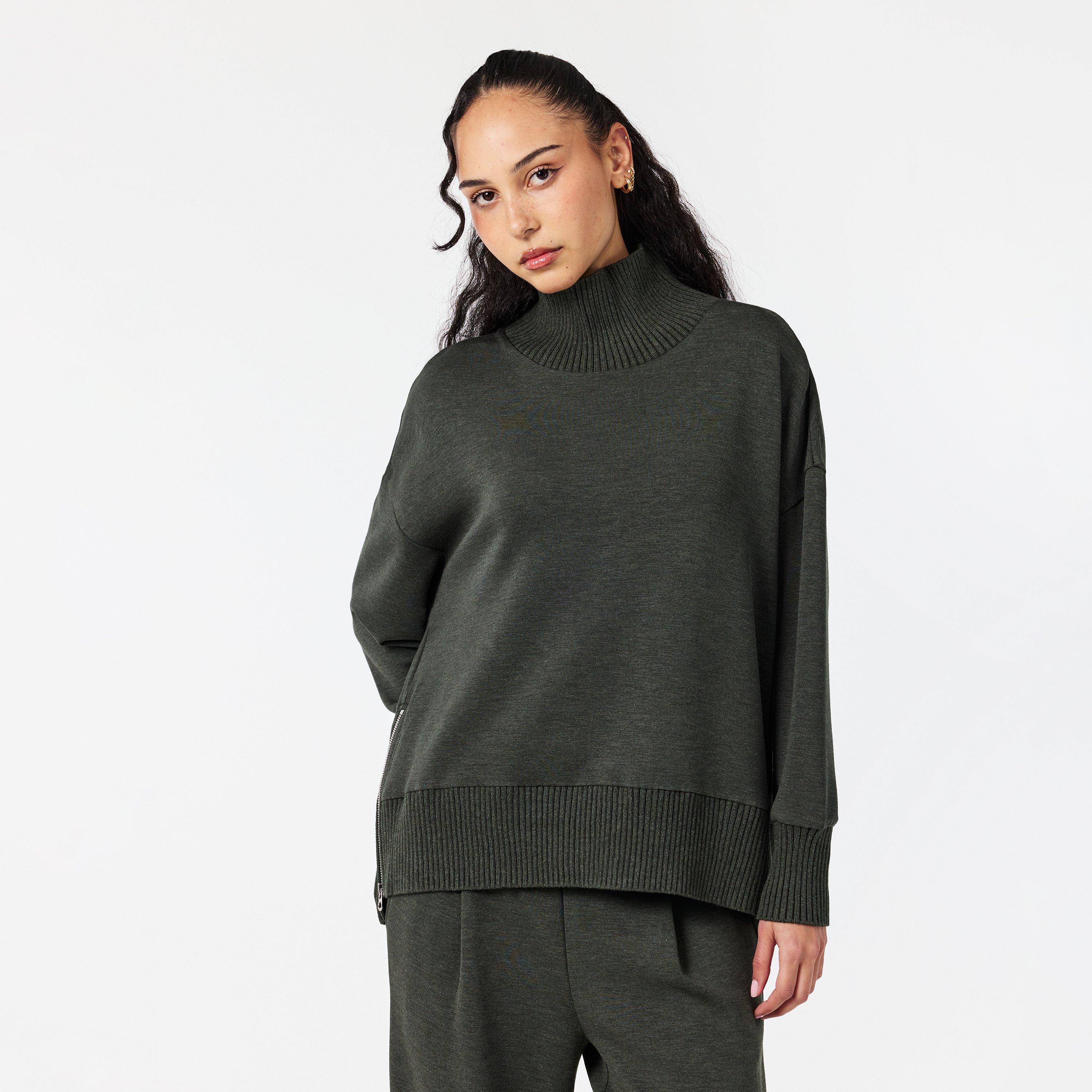 olive marl - Varley - Womens Barker High-Neck Sweat - 3