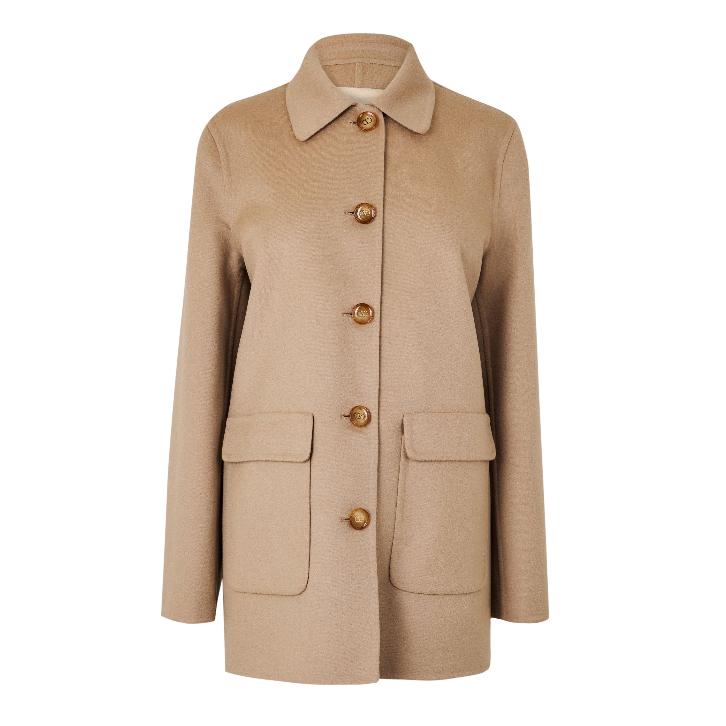 Valentino Val Copact Drap Coat Ld63 - Light Camel - Size 8 (XS)