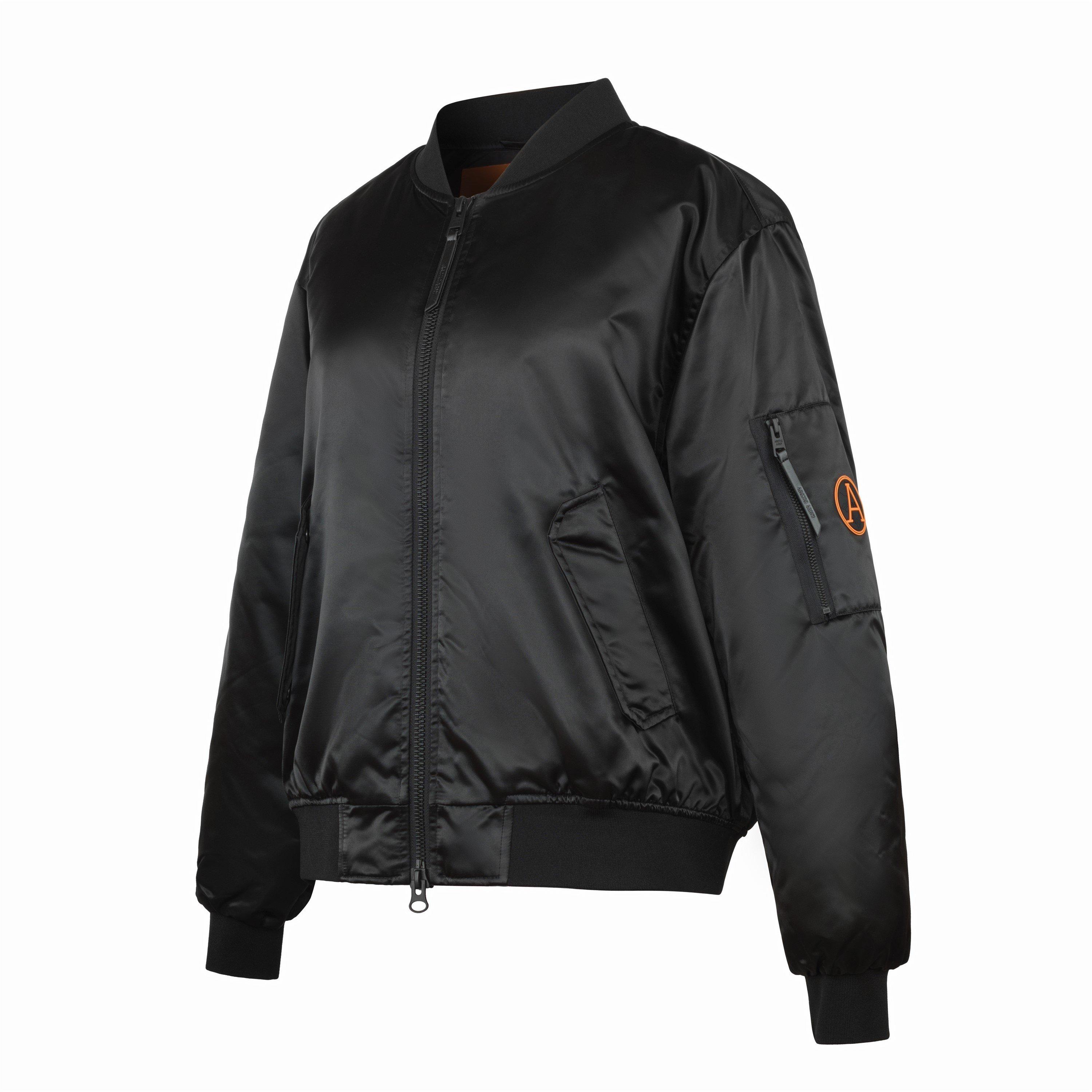 Black - Arctic Army - Women's  Midweight Arctic Long Sleeve Stand Collar Reflective Bomber Jacket - 3