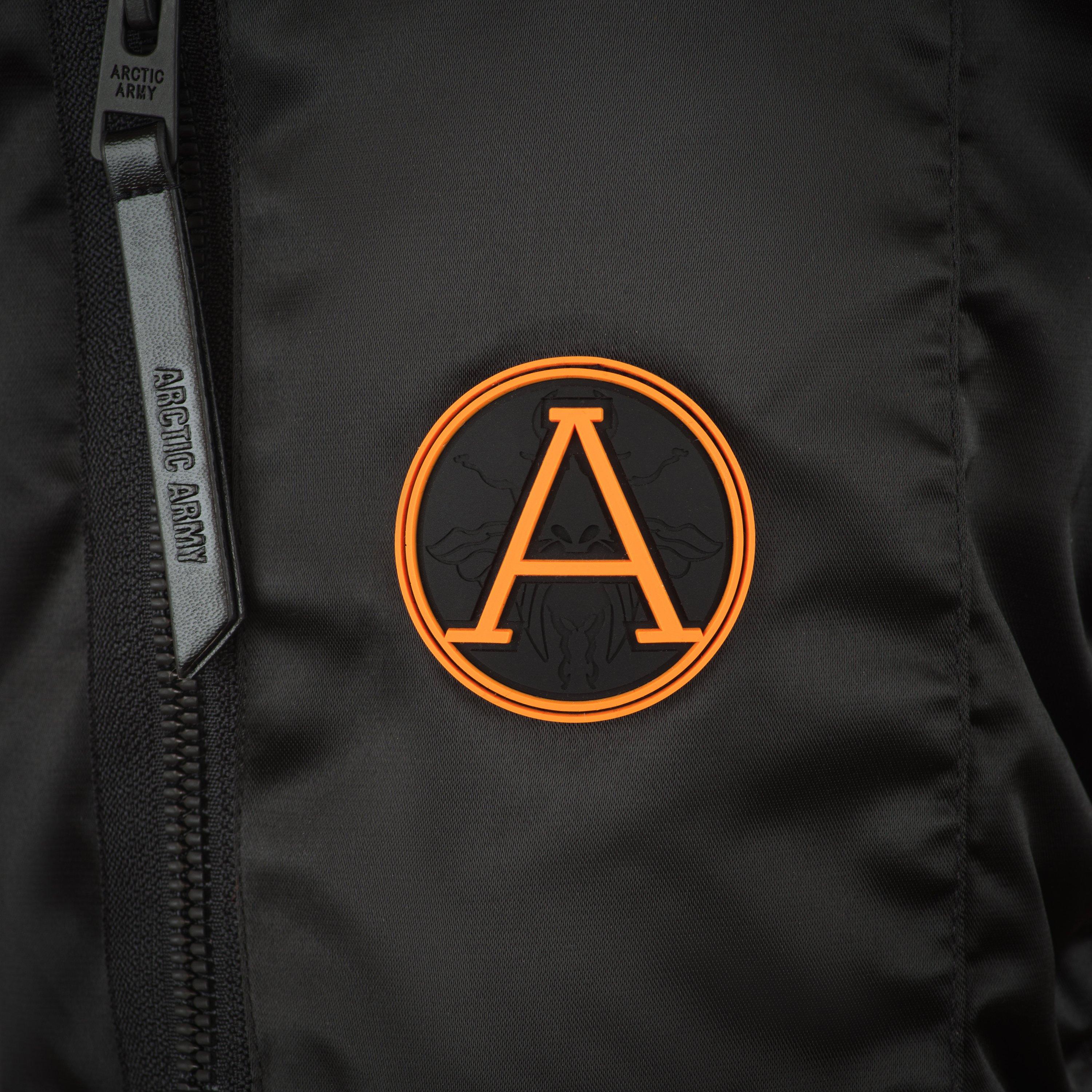 Black - Arctic Army - Women's  Midweight Arctic Long Sleeve Stand Collar Reflective Bomber Jacket - 4