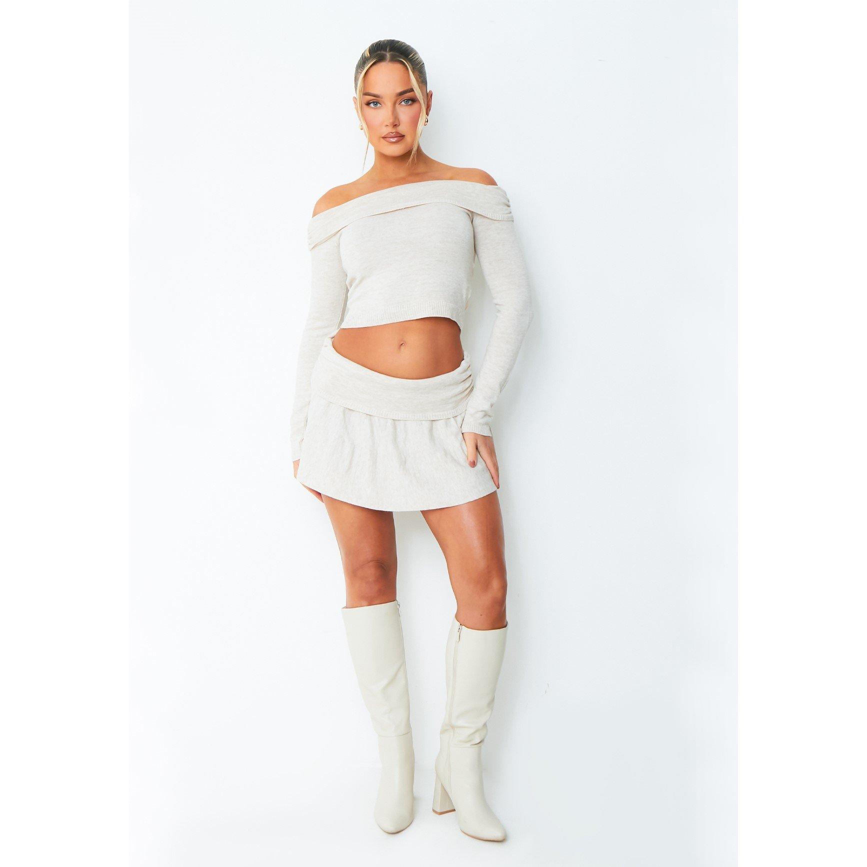 Bege - Missy Empire - Ruched Fold Over Top - 2