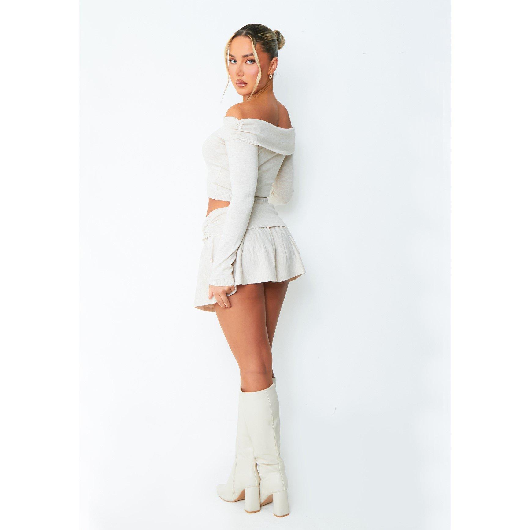 Bege - Missy Empire - Ruched Fold Over Top - 3