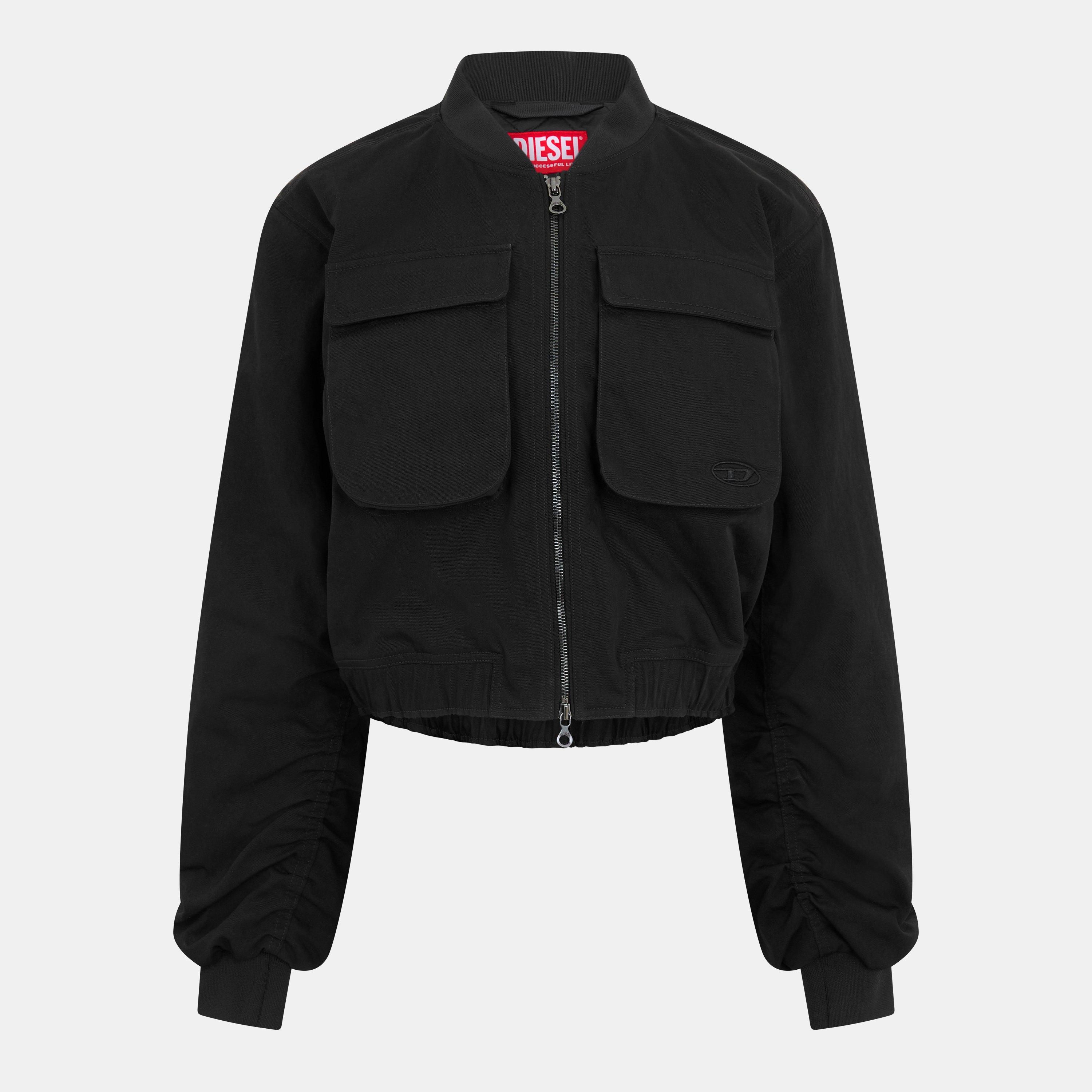 Black Black - Diesel - Women's Ribbed Zip Bomber Jacket - 1