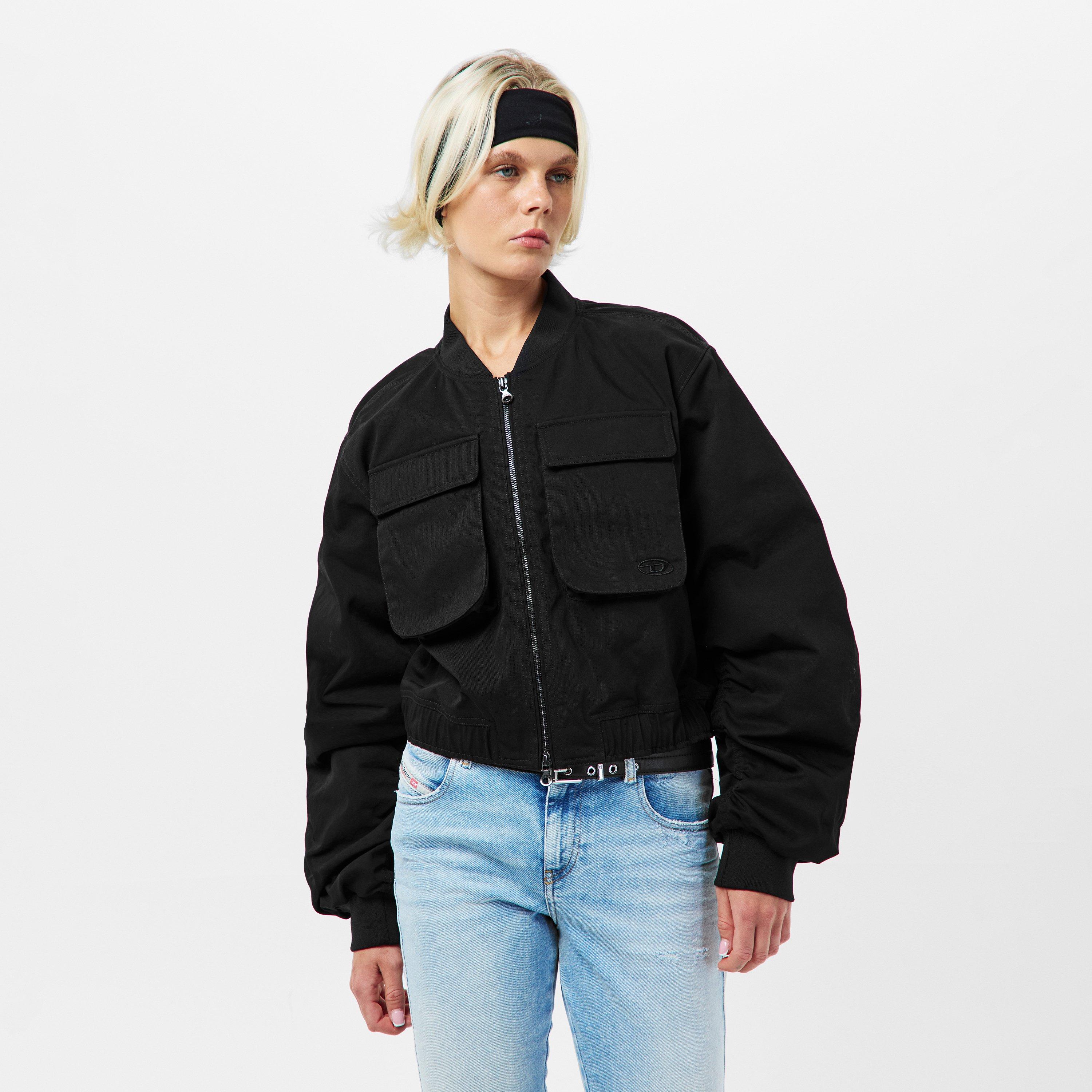 Black Black - Diesel - Women's Ribbed Zip Bomber Jacket - 3