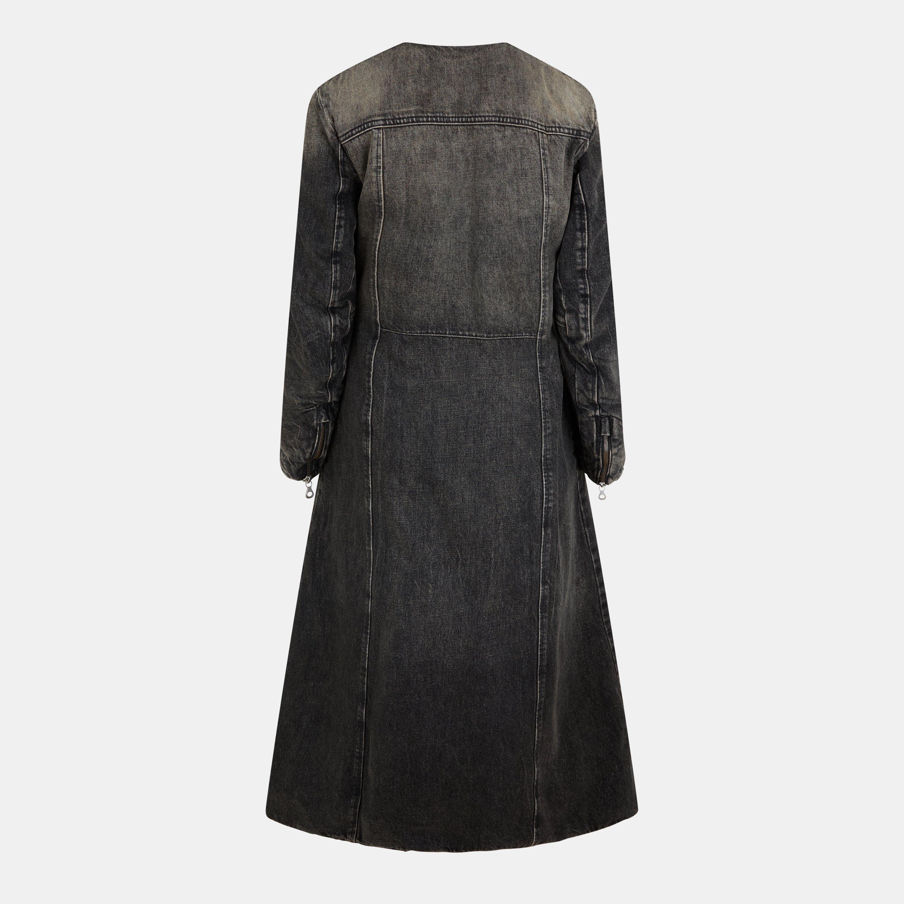 Black/Grey Denm - Diesel - Women's Hardware Accent Belt Trench Coat - 2