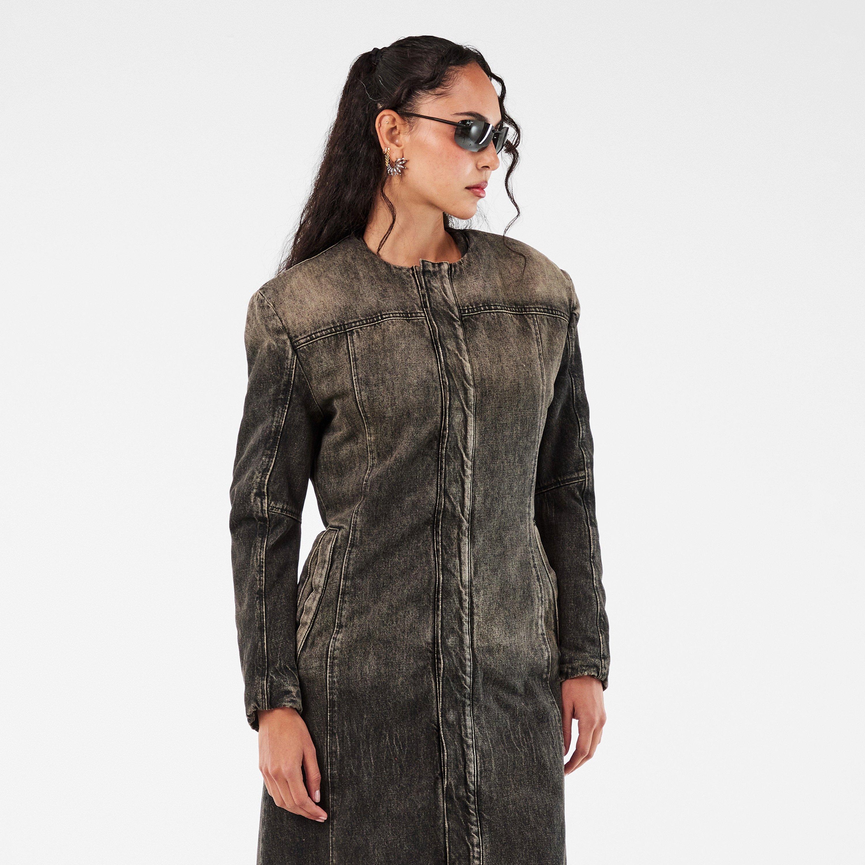 Black/Grey Denm - Diesel - Women's Hardware Accent Belt Trench Coat - 3