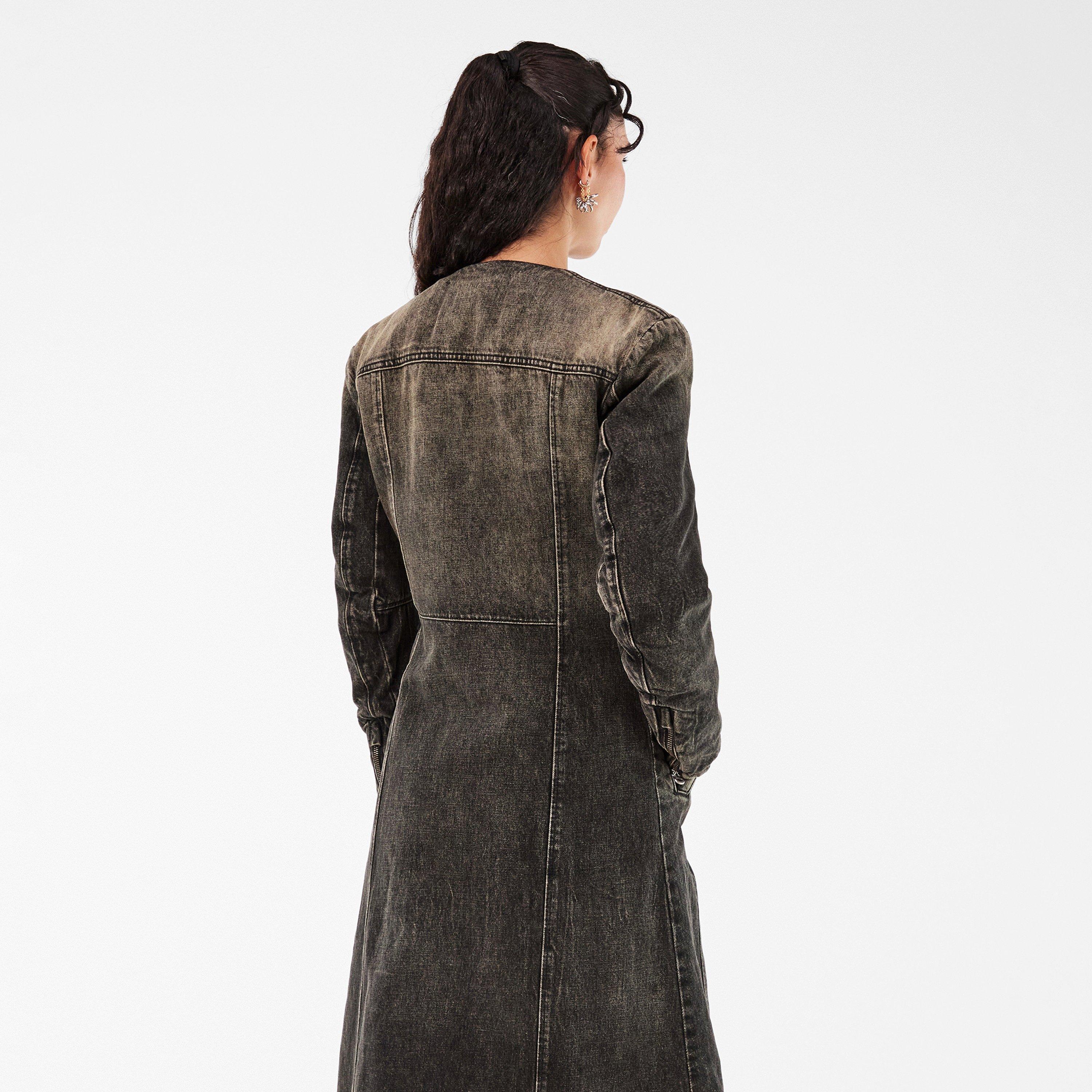Black/Grey Denm - Diesel - Women's Hardware Accent Belt Trench Coat - 4