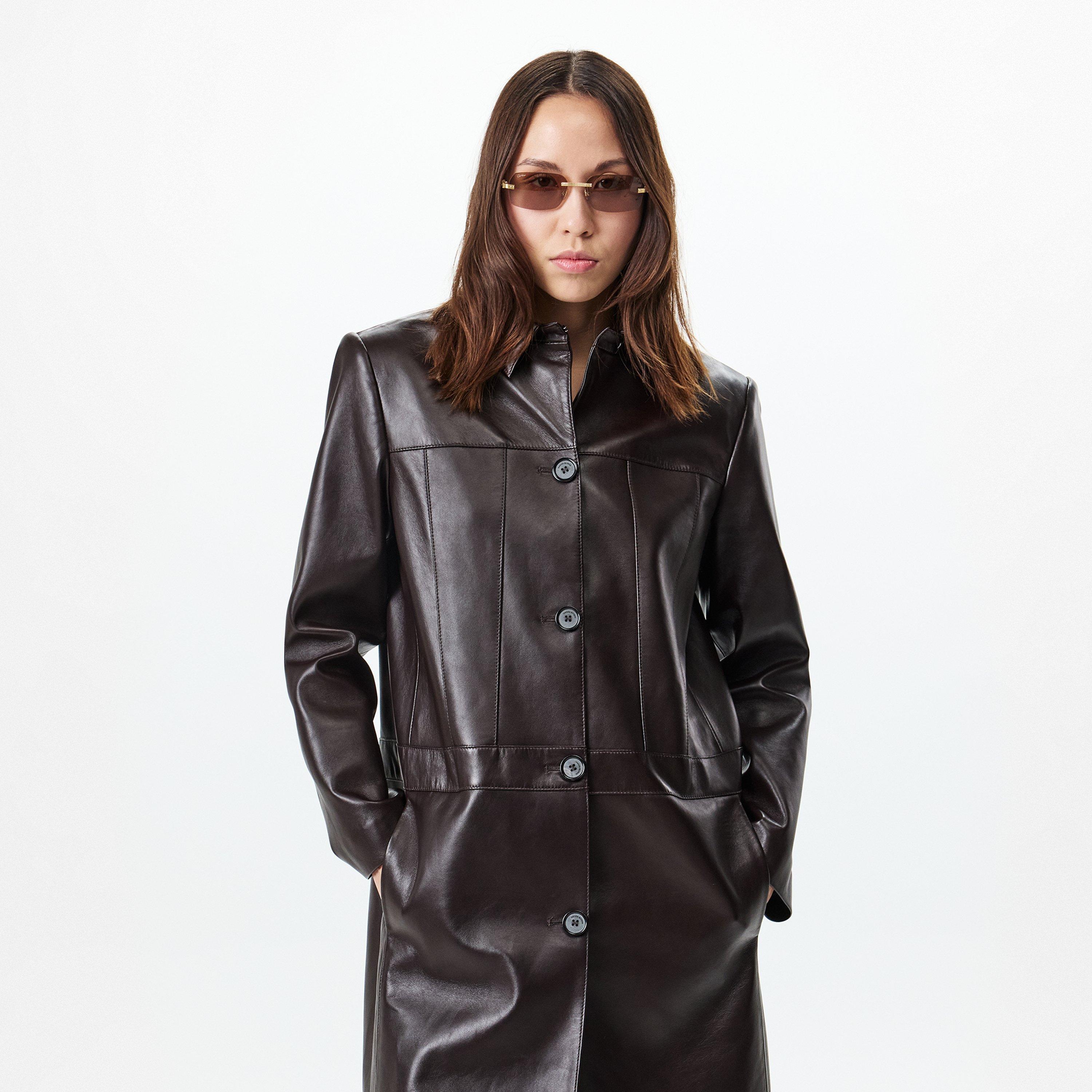 Brown - Magda Butrym - Women's Genuine Leather Jacket - 3