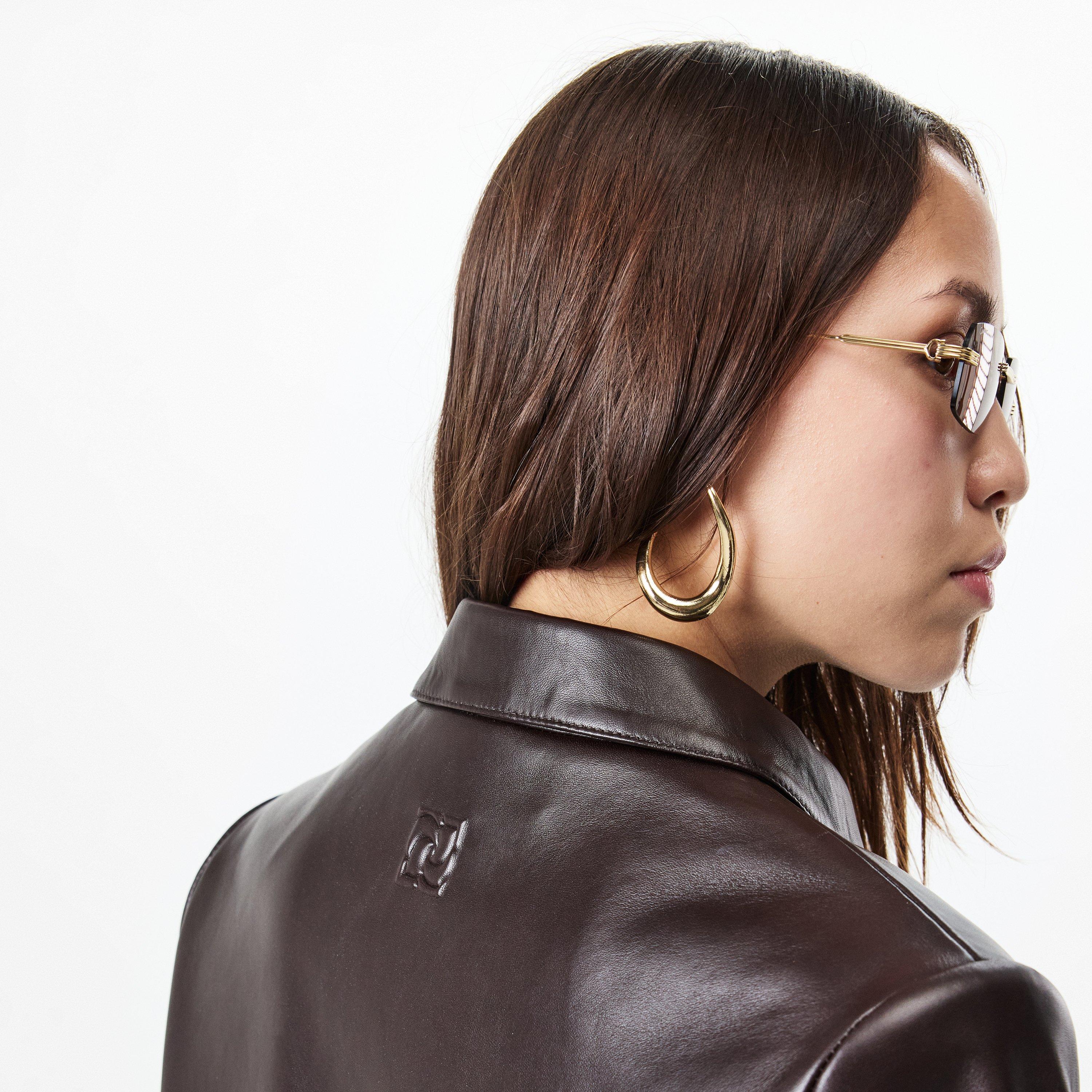 Brown - Magda Butrym - Women's Genuine Leather Jacket - 5