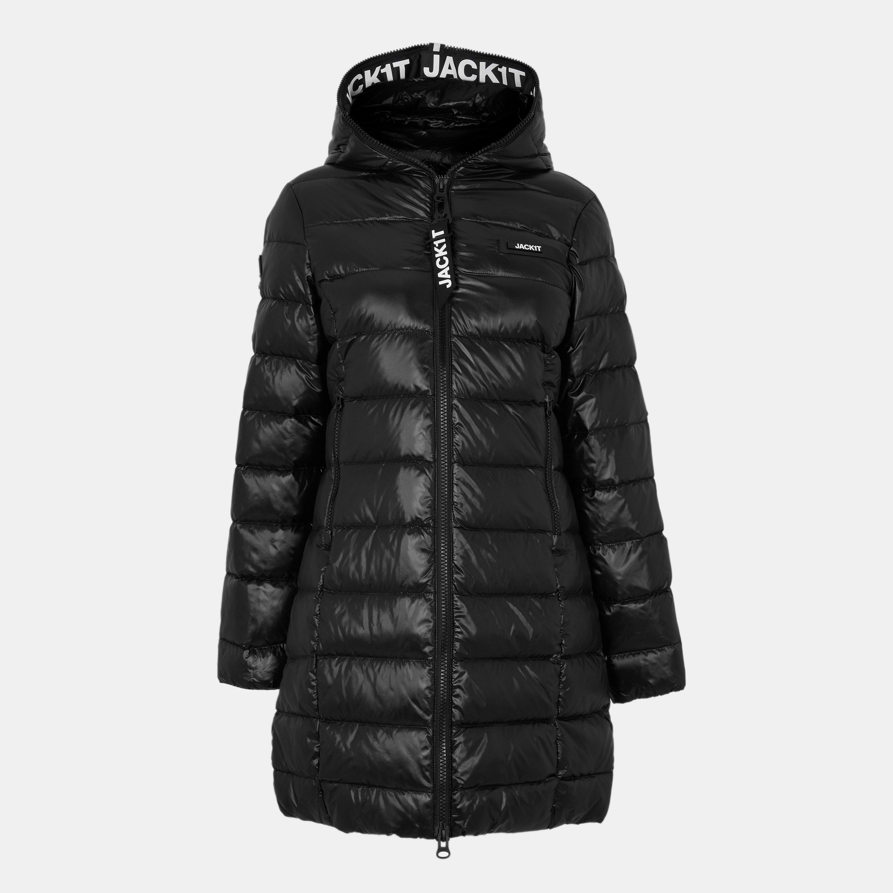 Black - Jack1t - Women's Slick Insulated Long Puffer Jacket - 1