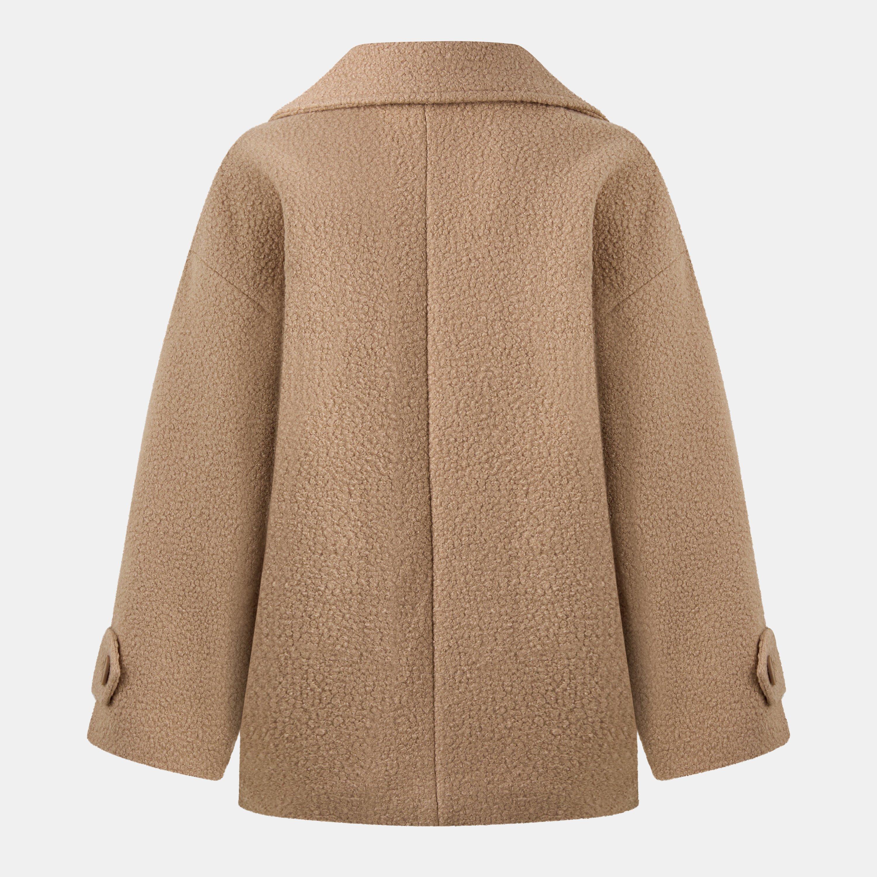 Beige - Nobodys Child - Women's Borg Pea Coat - 2