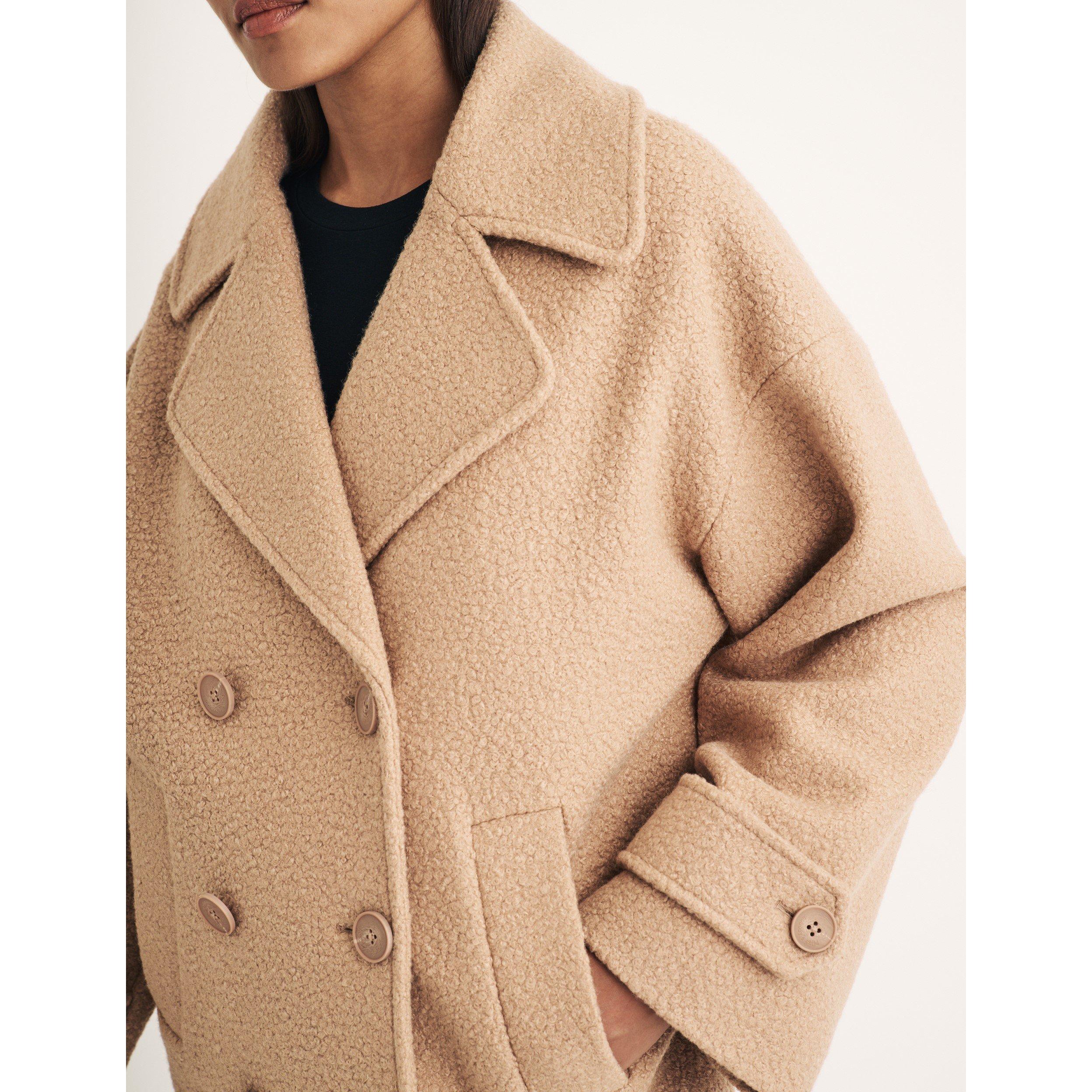 Beige - Nobodys Child - Women's Borg Pea Coat - 3