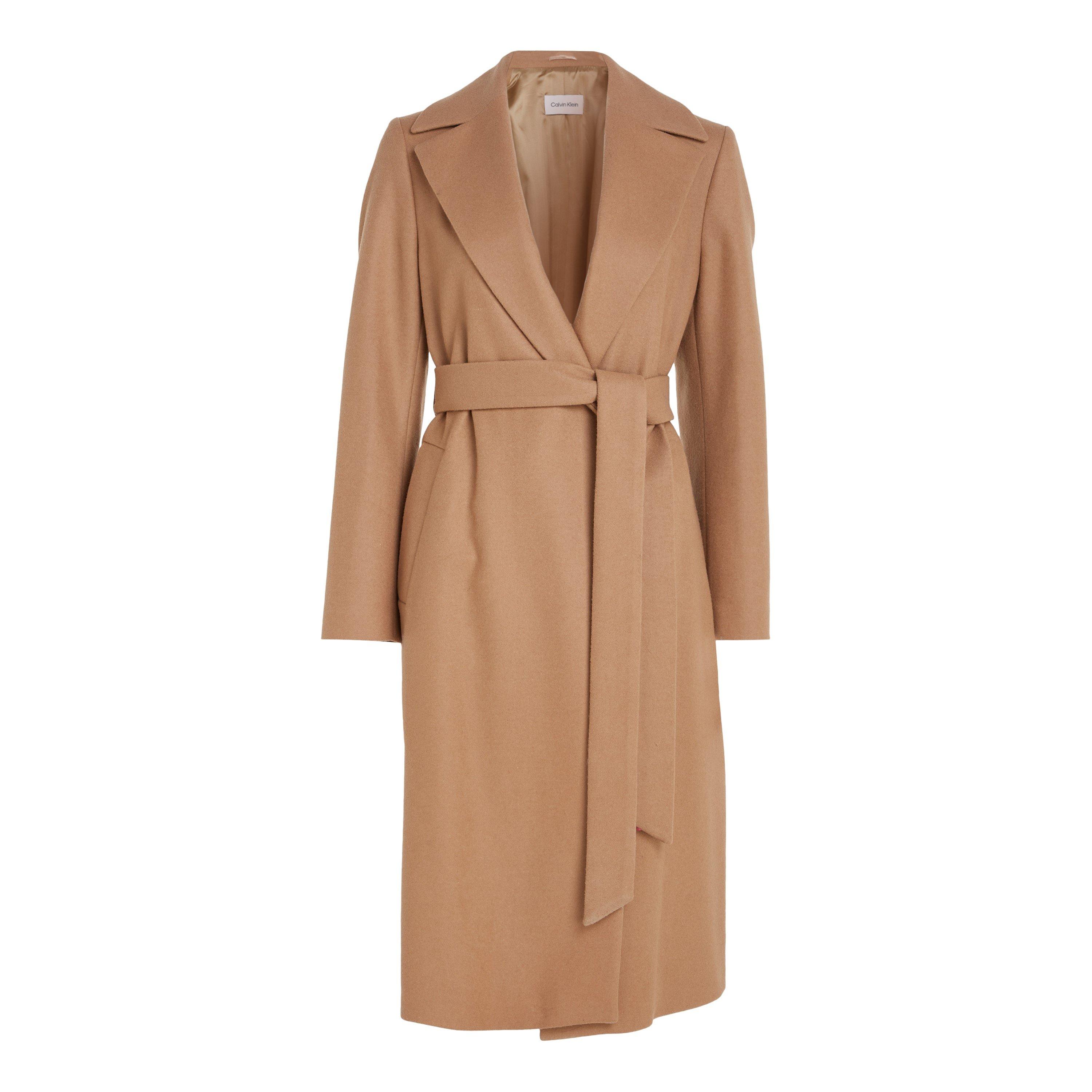 Safari Canvas - Calvin Klein - Women's Essential Wrap Wool Mid-Length Long Sleeve Overcoat - 1
