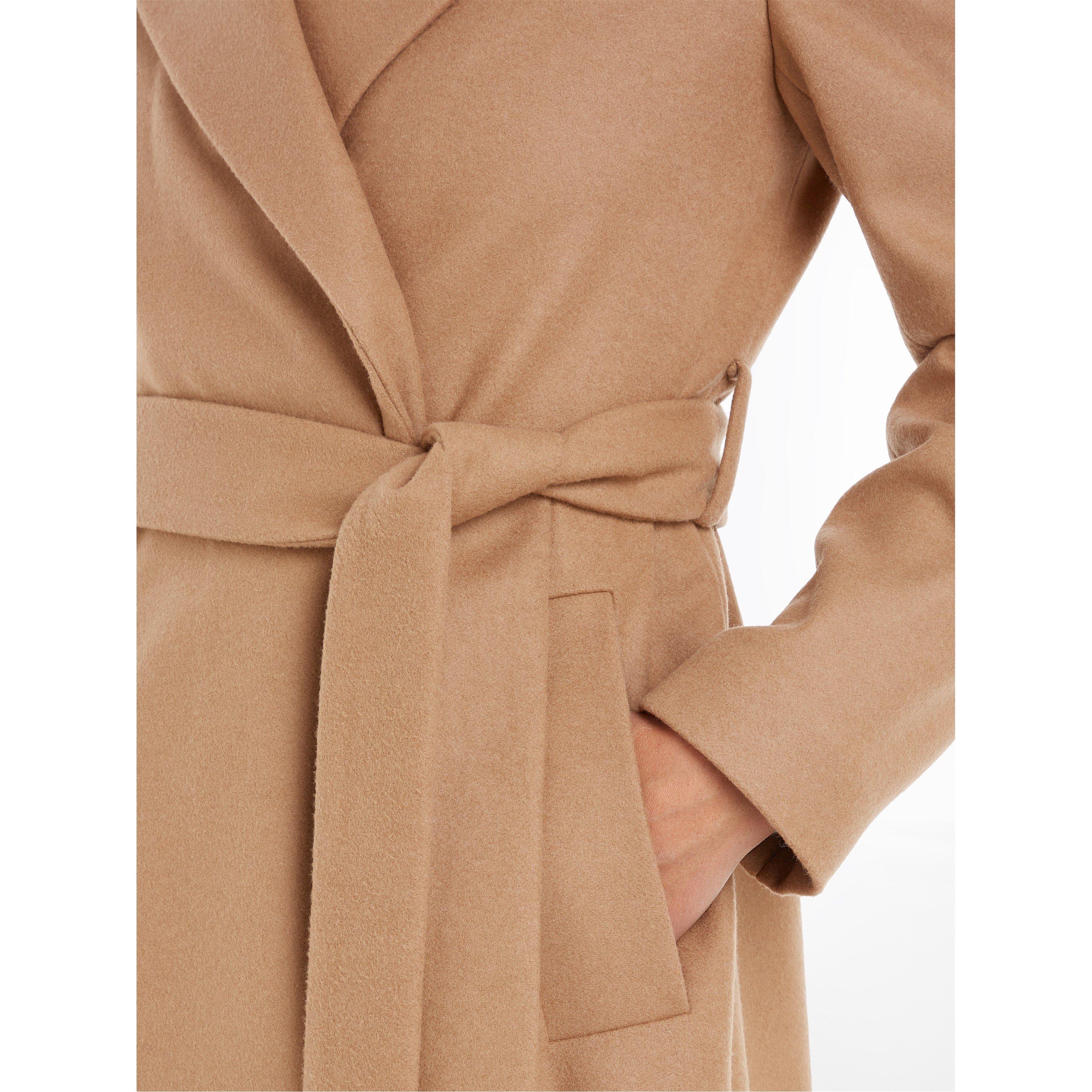 Safari Canvas - Calvin Klein - Women's Essential Wrap Wool Mid-Length Long Sleeve Overcoat - 3