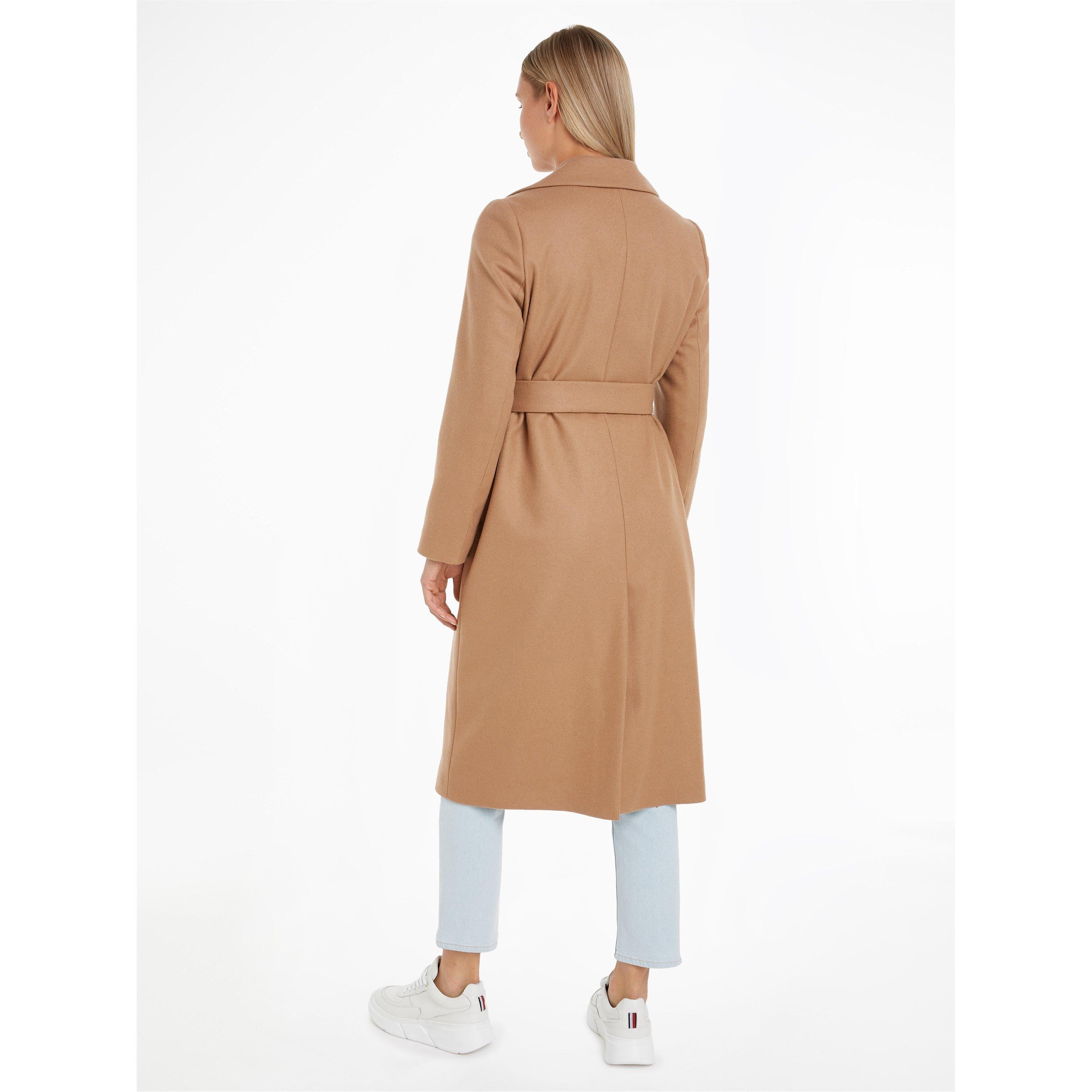 Safari Canvas - Calvin Klein - Women's Essential Wrap Wool Mid-Length Long Sleeve Overcoat - 5