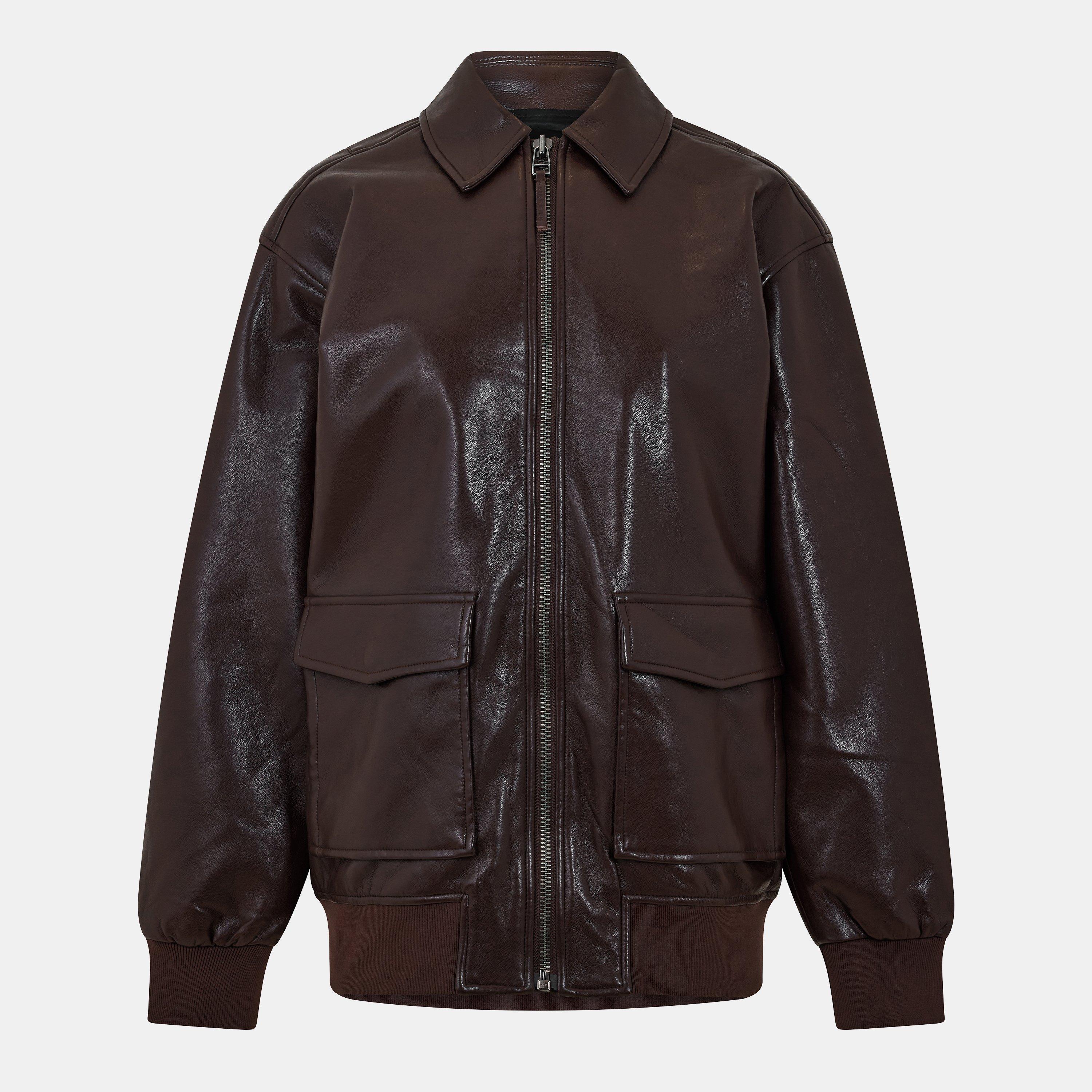 DARK BROWN - Anine Bing - Women's Leather Tailored Fit Jacket - 1
