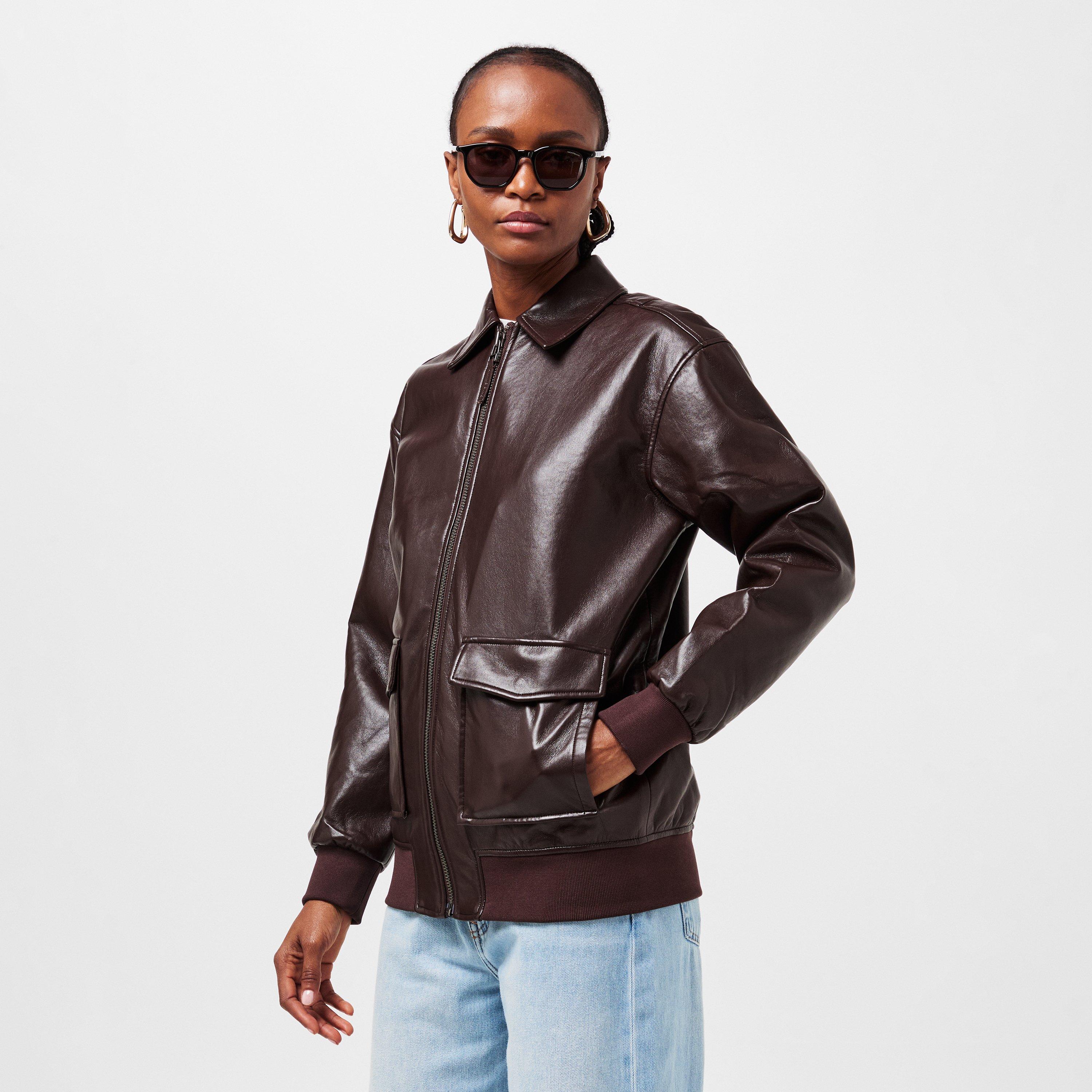 DARK BROWN - Anine Bing - Women's Leather Tailored Fit Jacket - 3