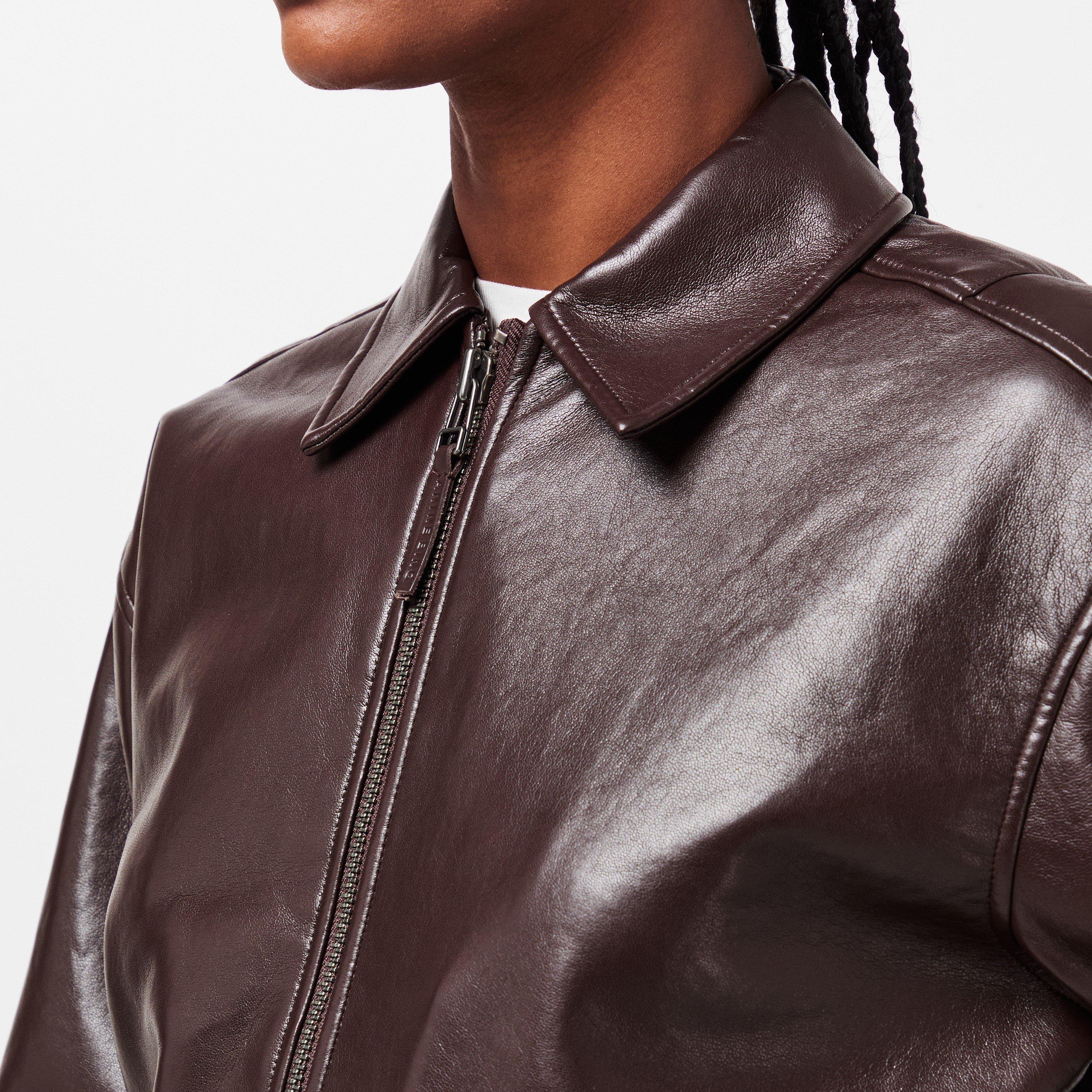 DARK BROWN - Anine Bing - Women's Leather Tailored Fit Jacket - 5