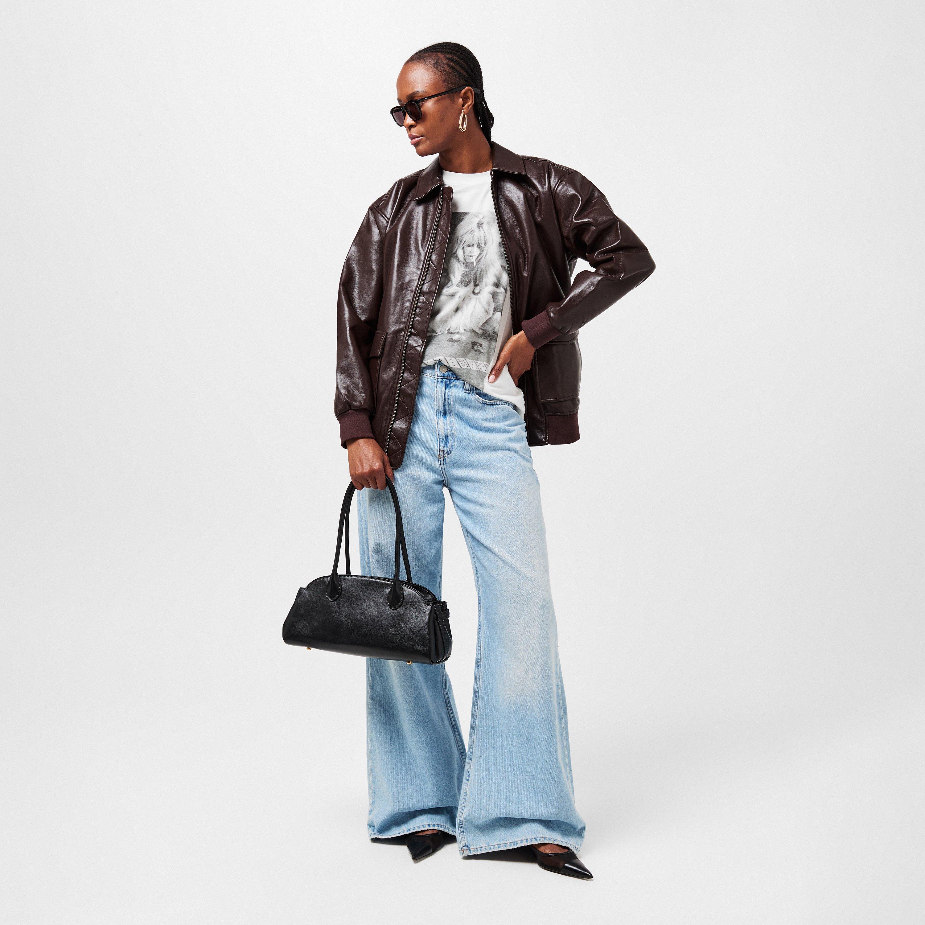 DARK BROWN - Anine Bing - Women's Leather Tailored Fit Jacket - 6