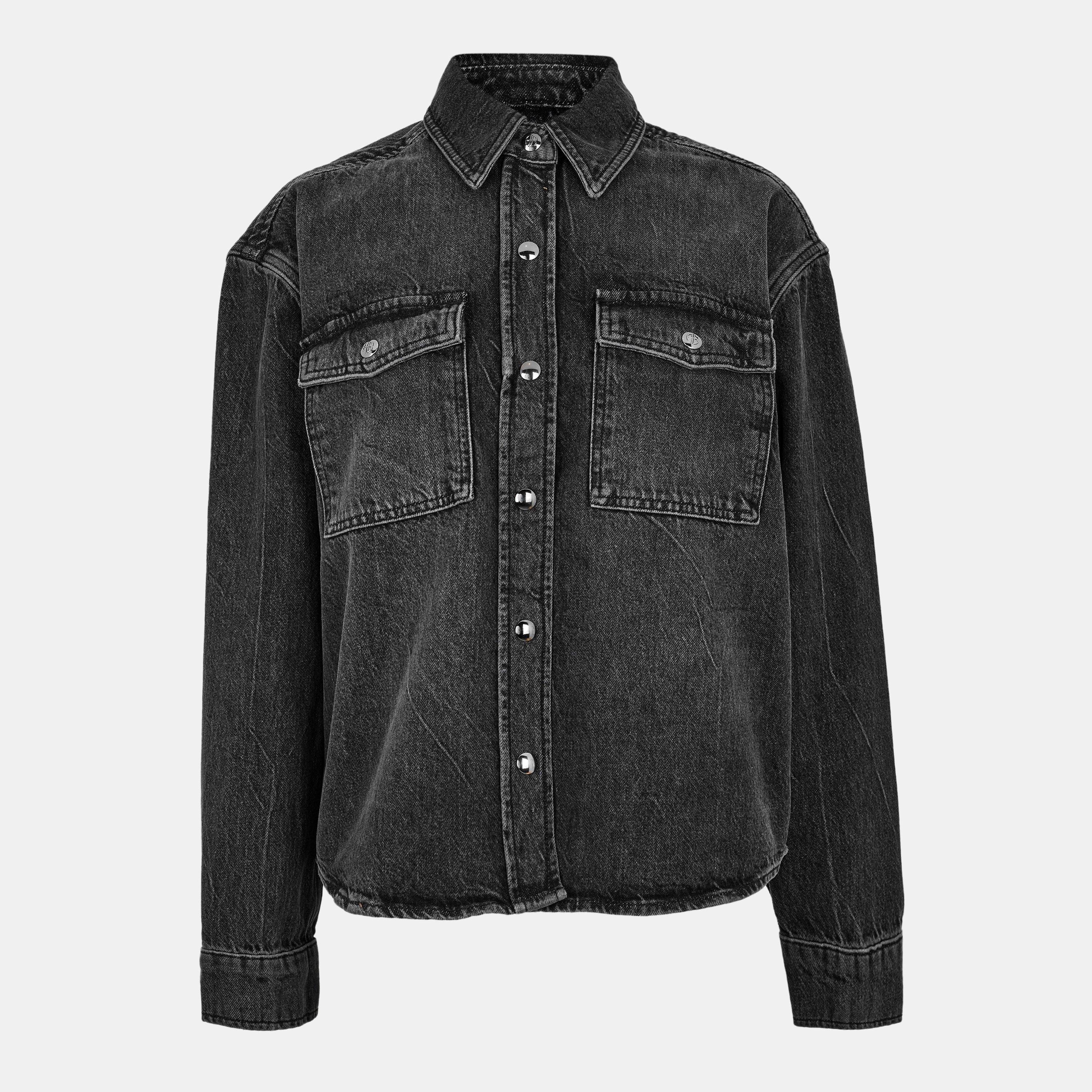 WASHED BLACK - Anine Bing - Women's Paxton Structured Button Closure Denim Jacket - 1