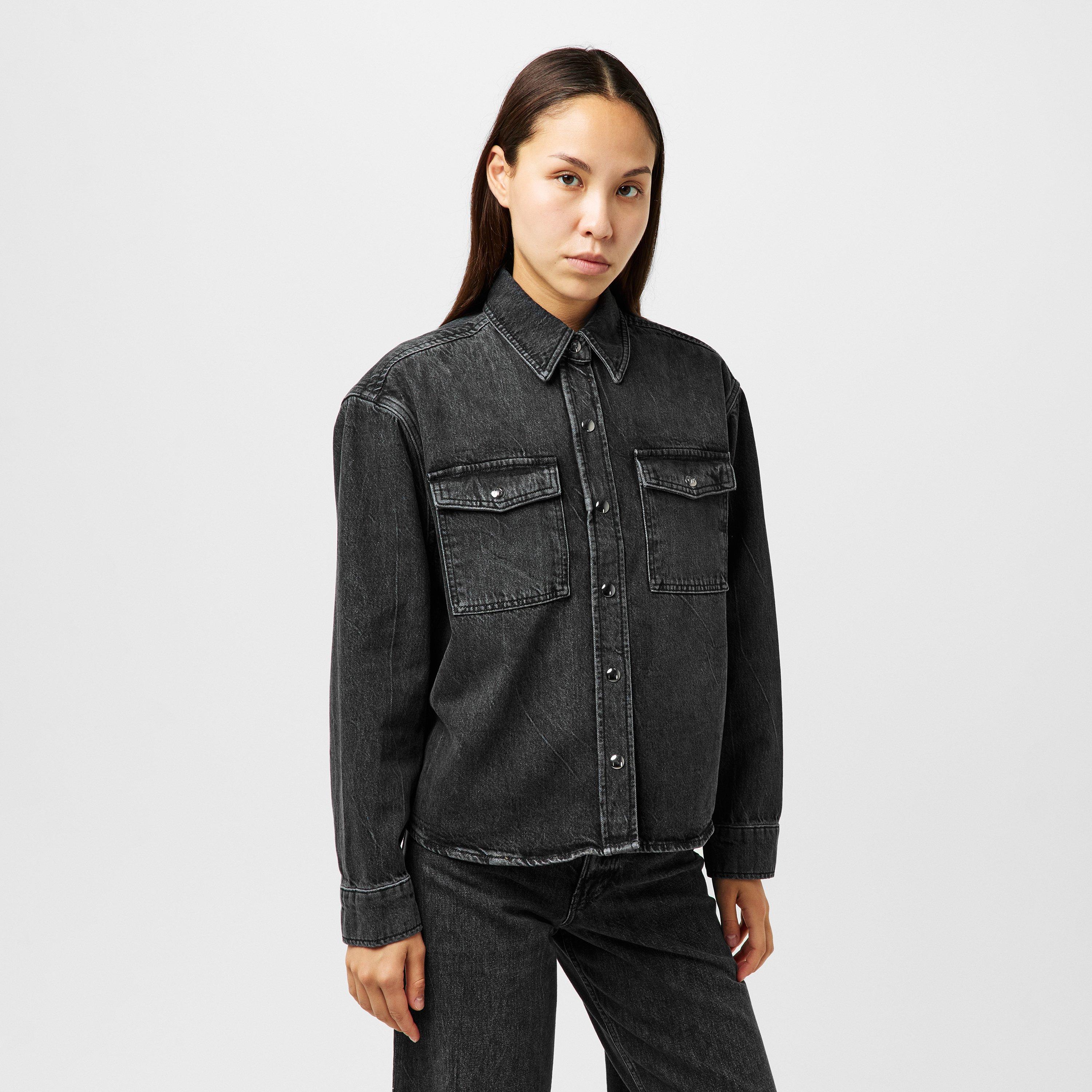 WASHED BLACK - Anine Bing - Women's Paxton Structured Button Closure Denim Jacket - 3